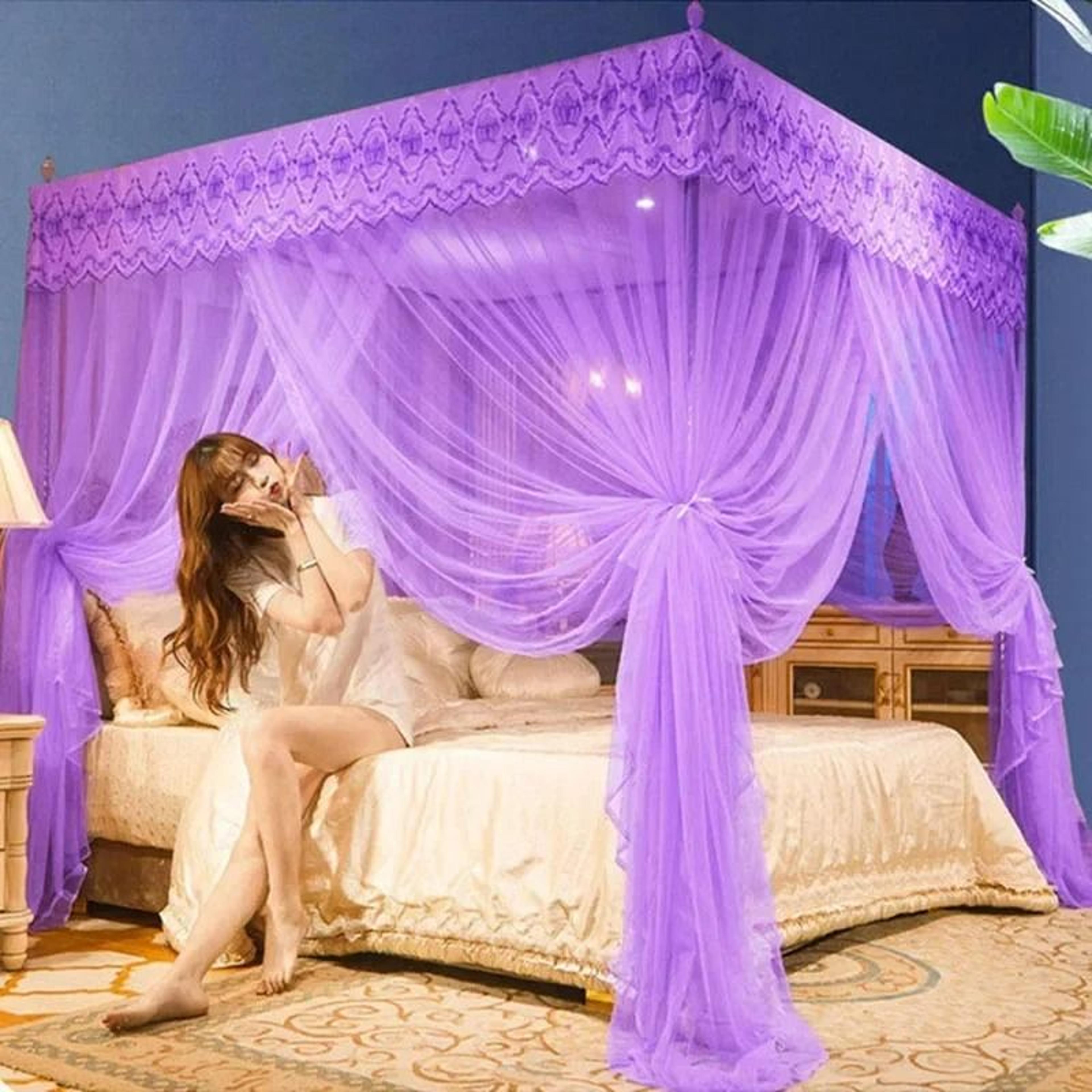 lacehaven embroidered pleated mosquito net canopy for queen and double beds