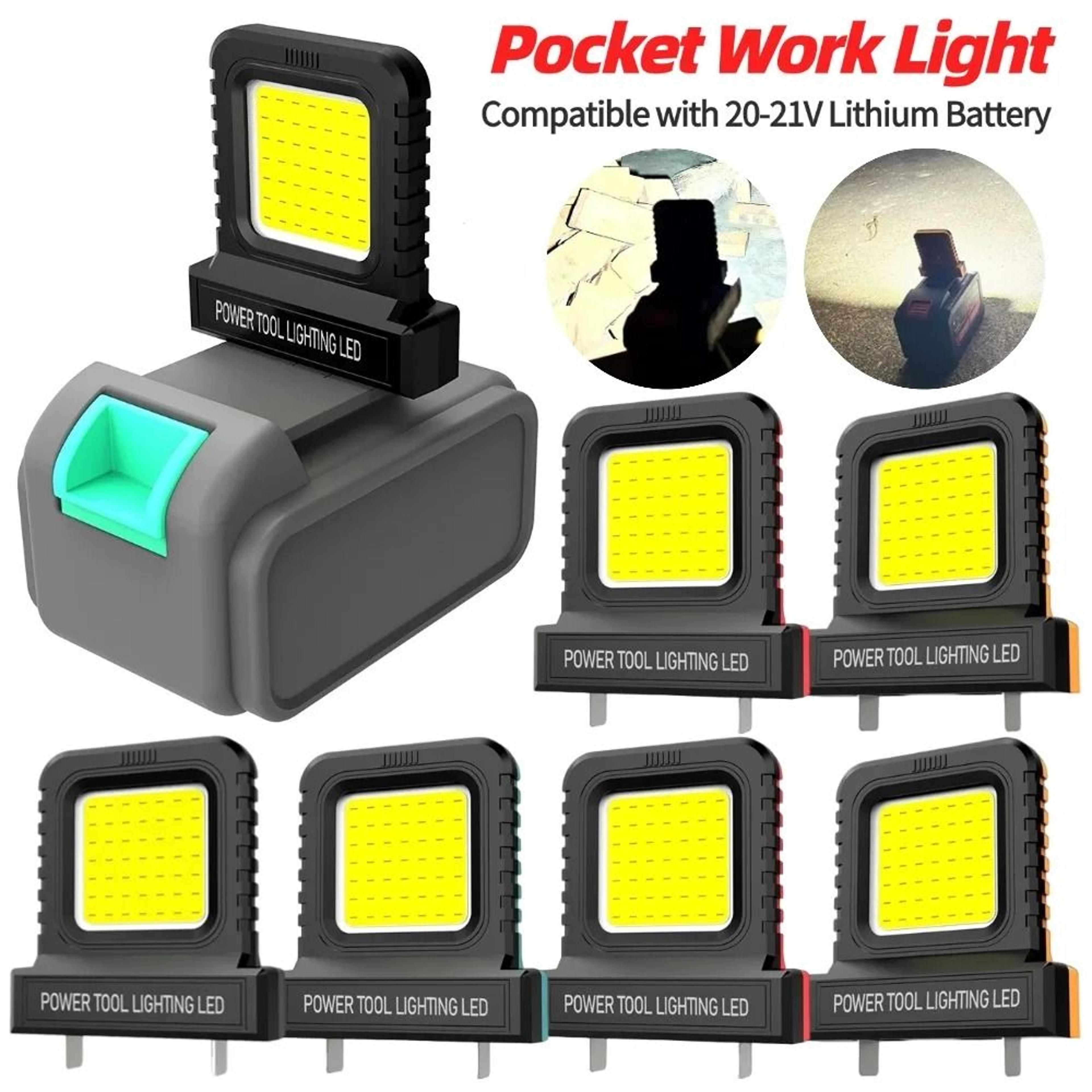 portable led work light for 20v and 21v tool batteries