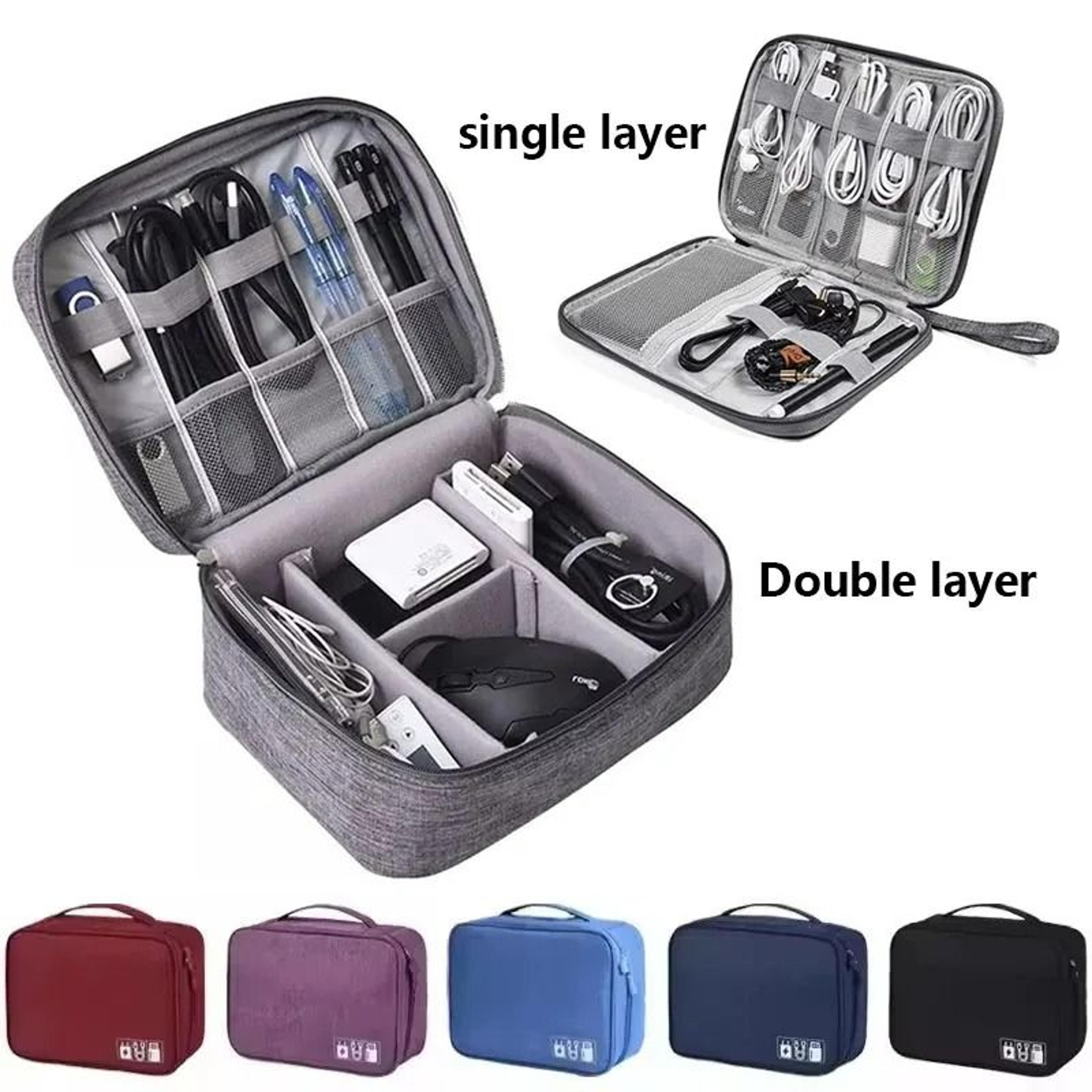 compact electronics and charger travel storage bag