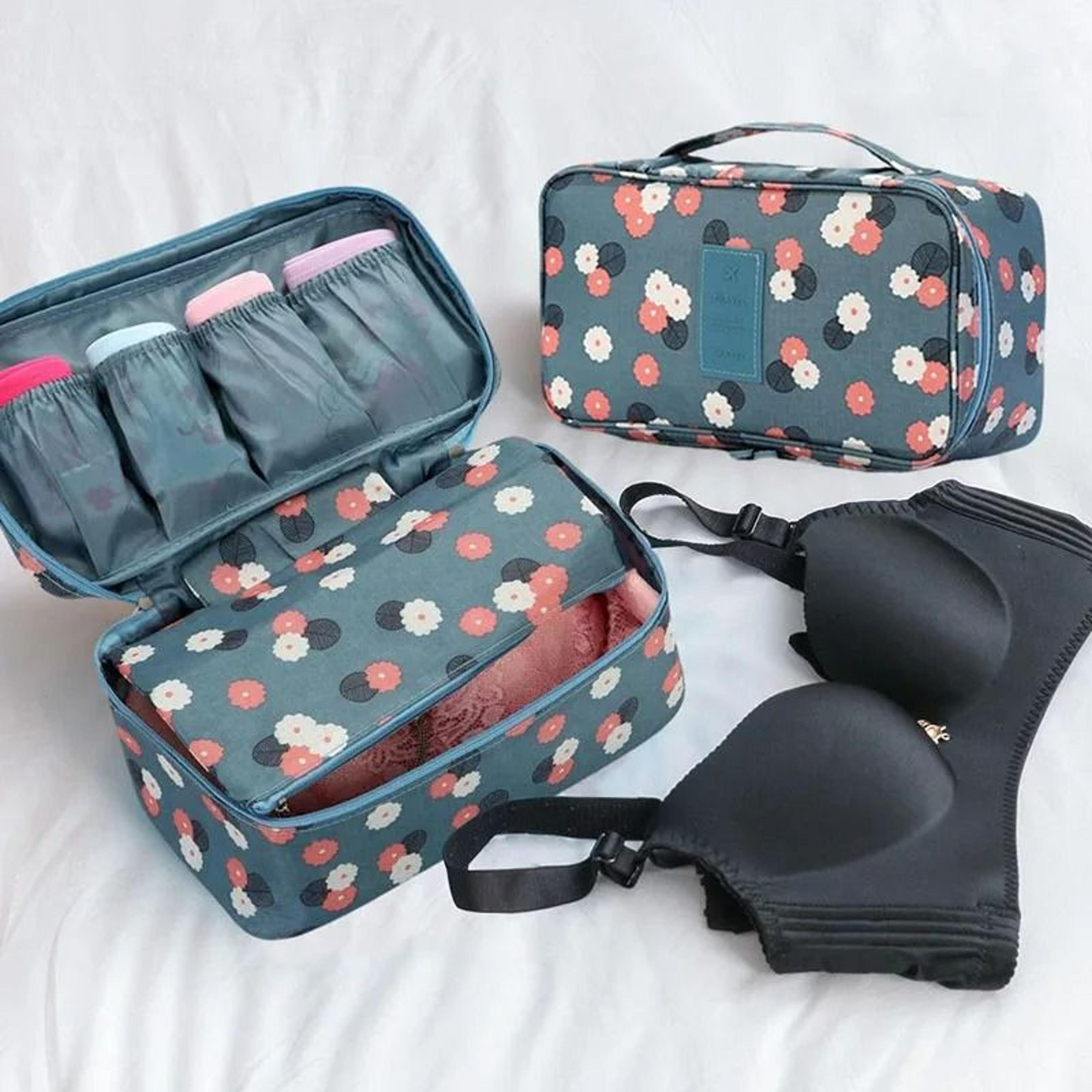 multifunction travel bra and toiletry organizer bag