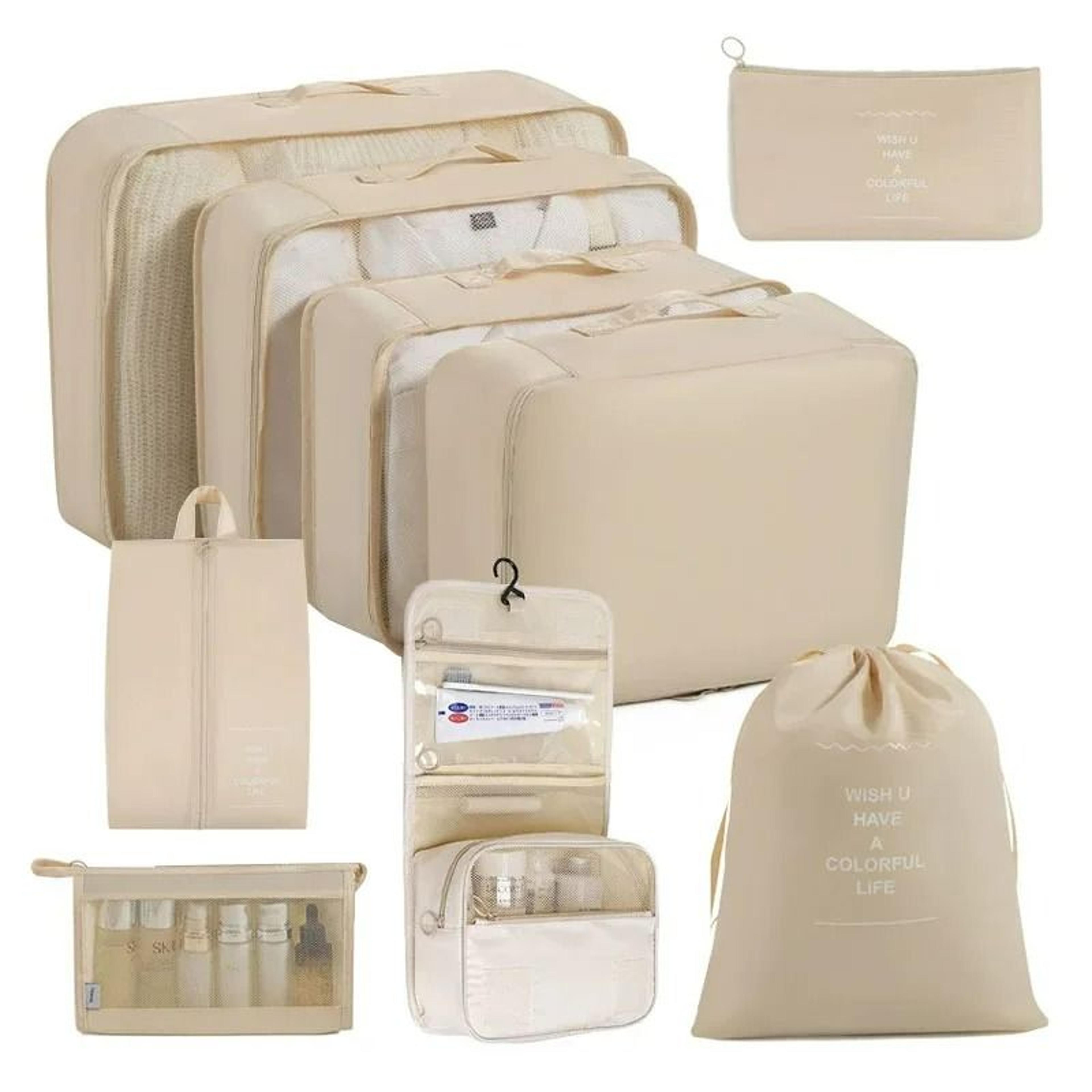 9 piece suitcase organizer bags for clothes and toiletries