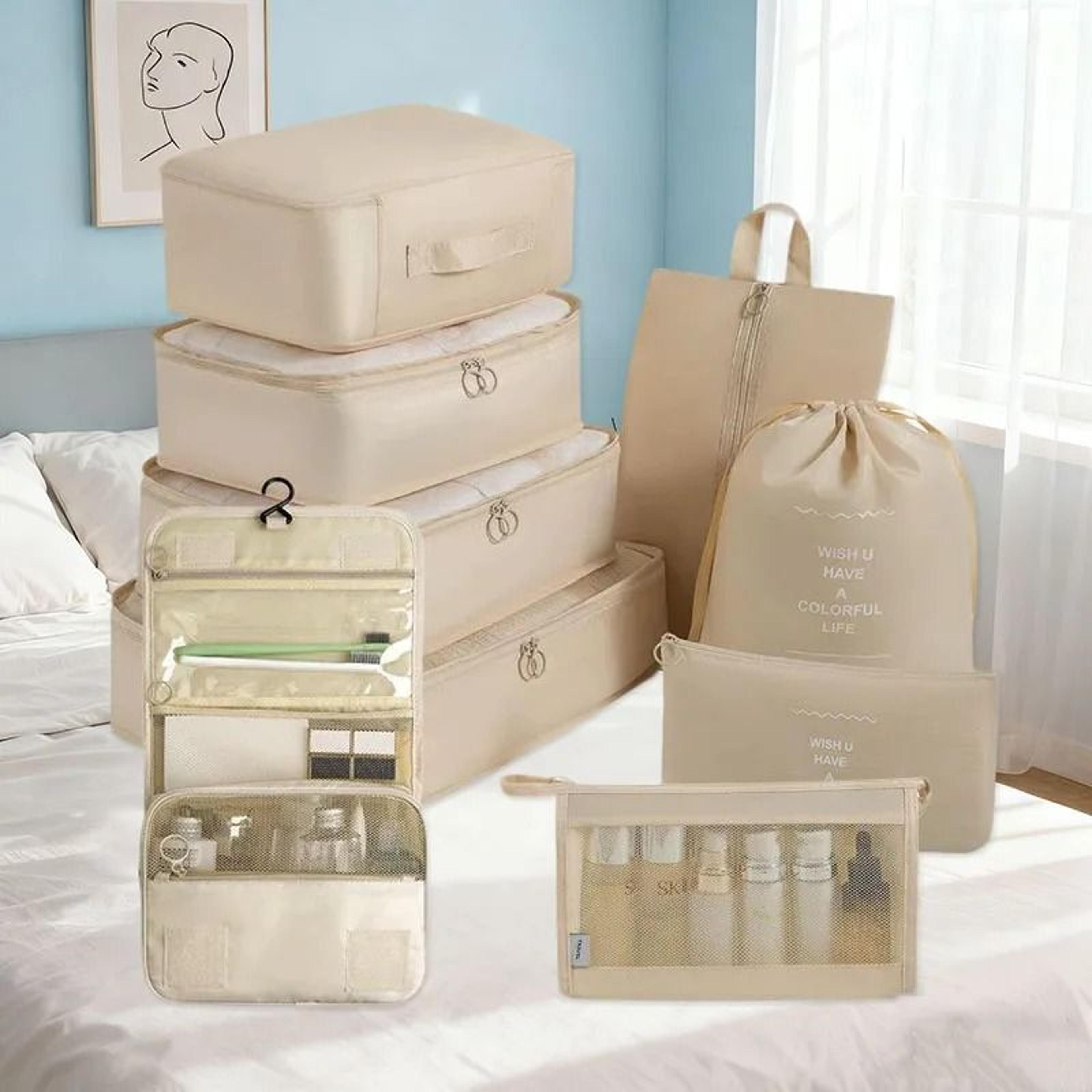 multi piece travel packing organizers for suitcases