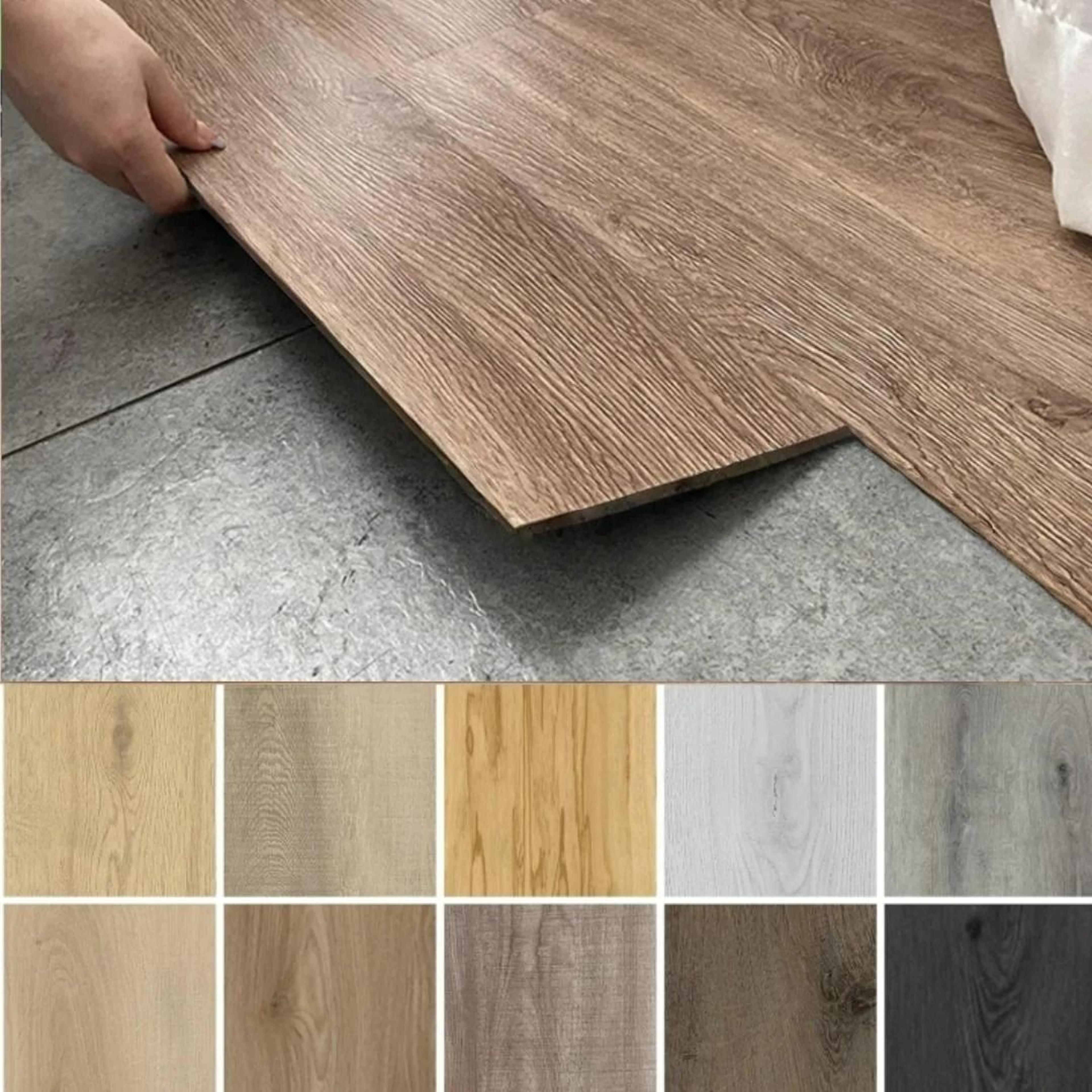 10 piece wood look peel and stick floor plank set