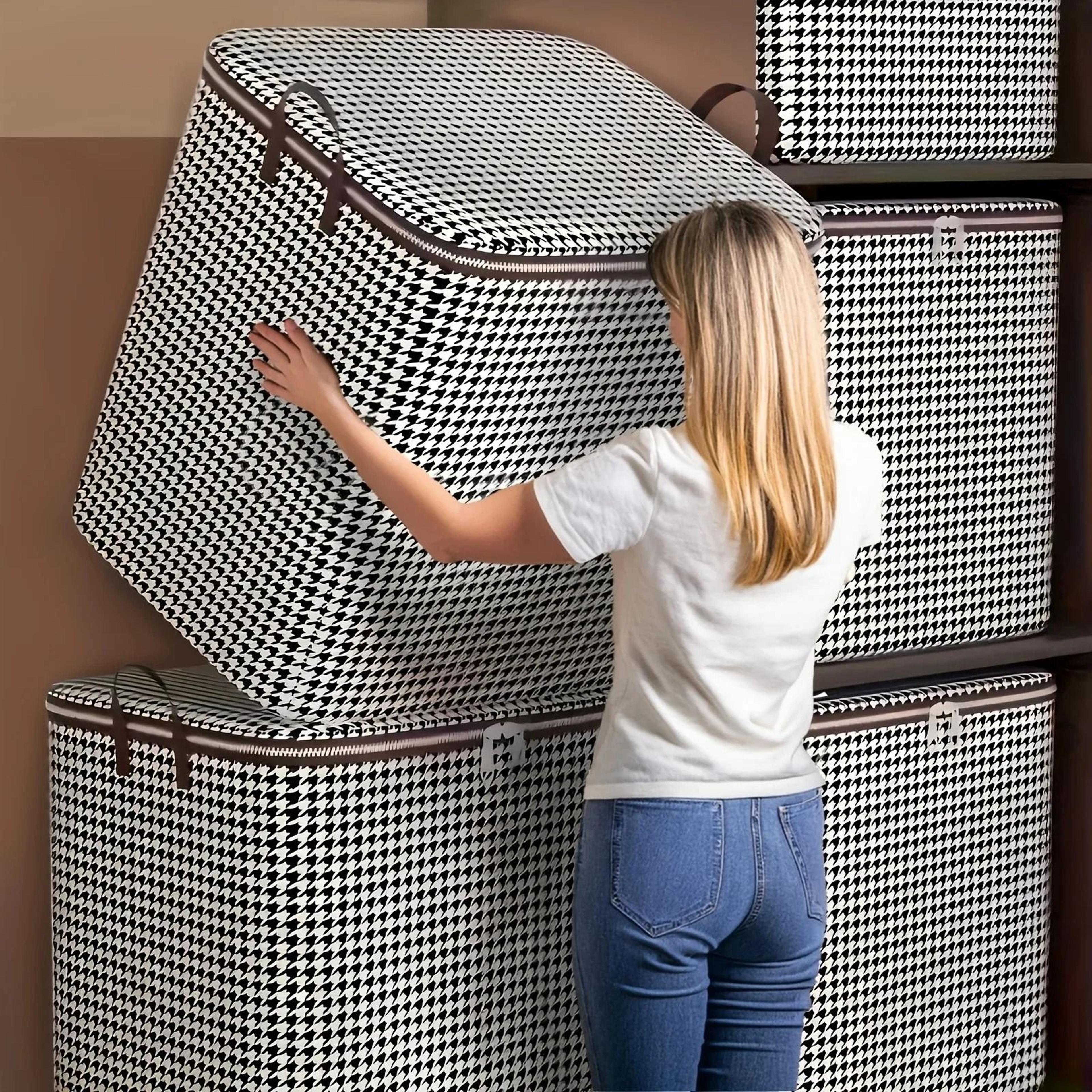 houndstooth foldable bedding and clothes organizer