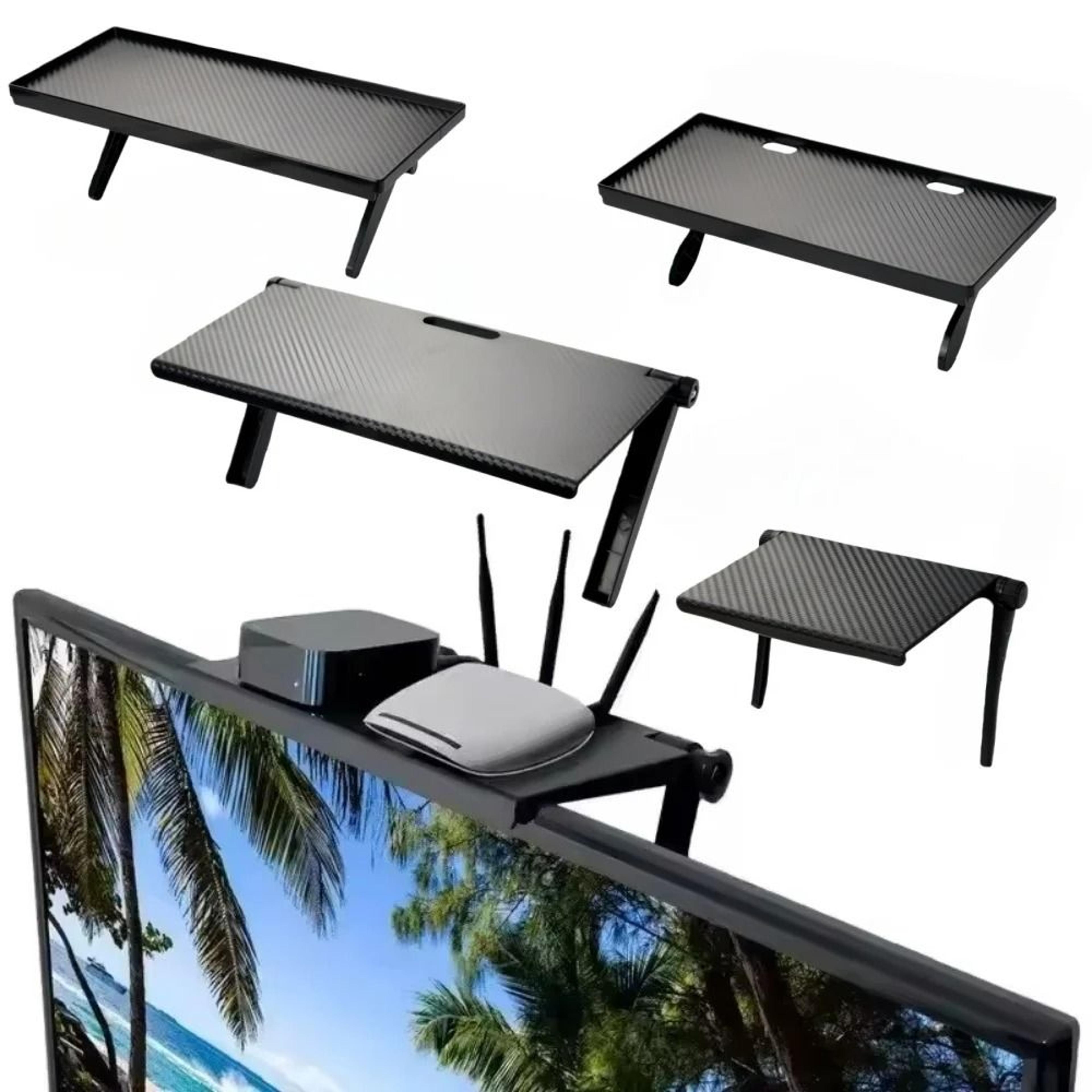 screen top storage shelf for tv and monitor