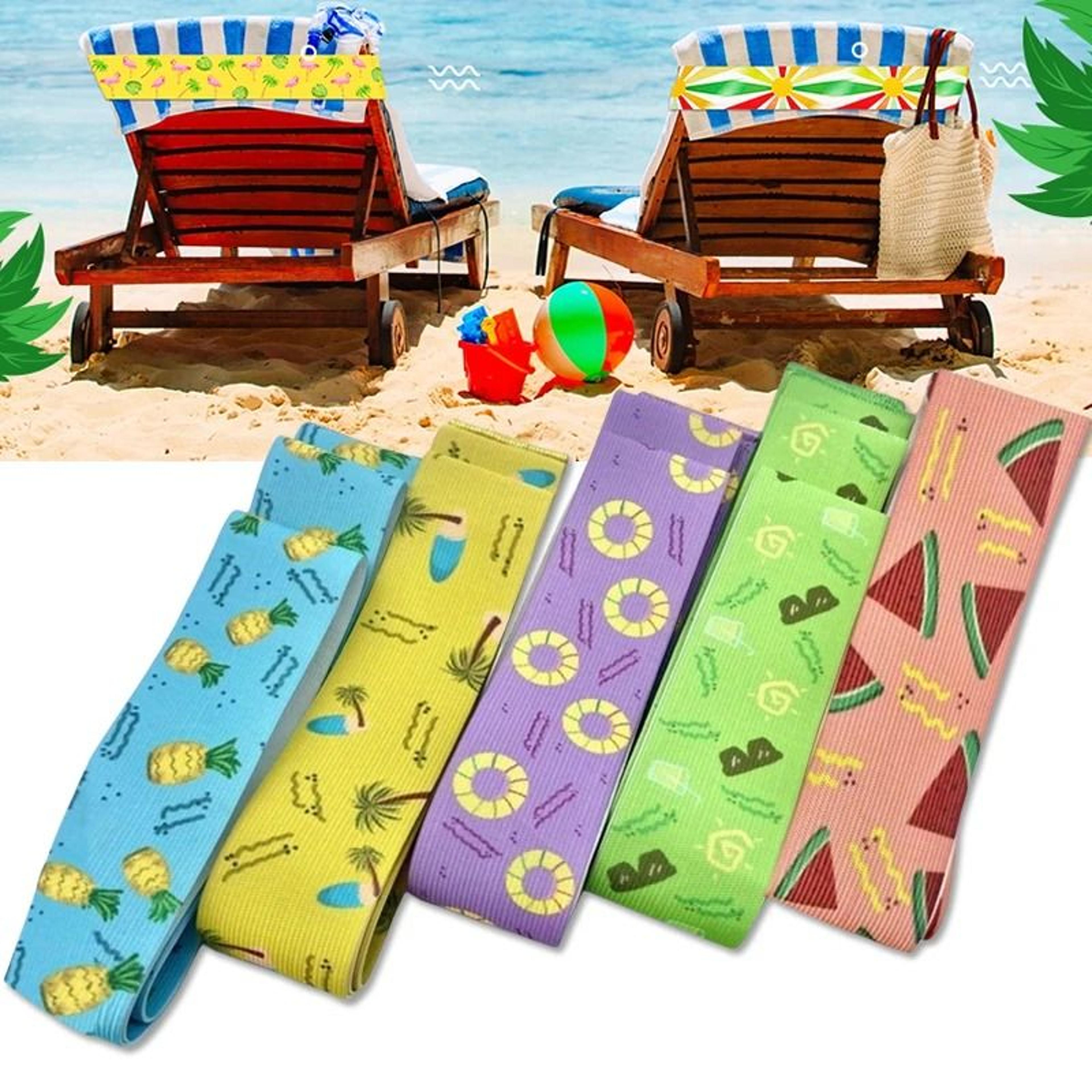 5 piece elastic beach towel bands for lounge chairs