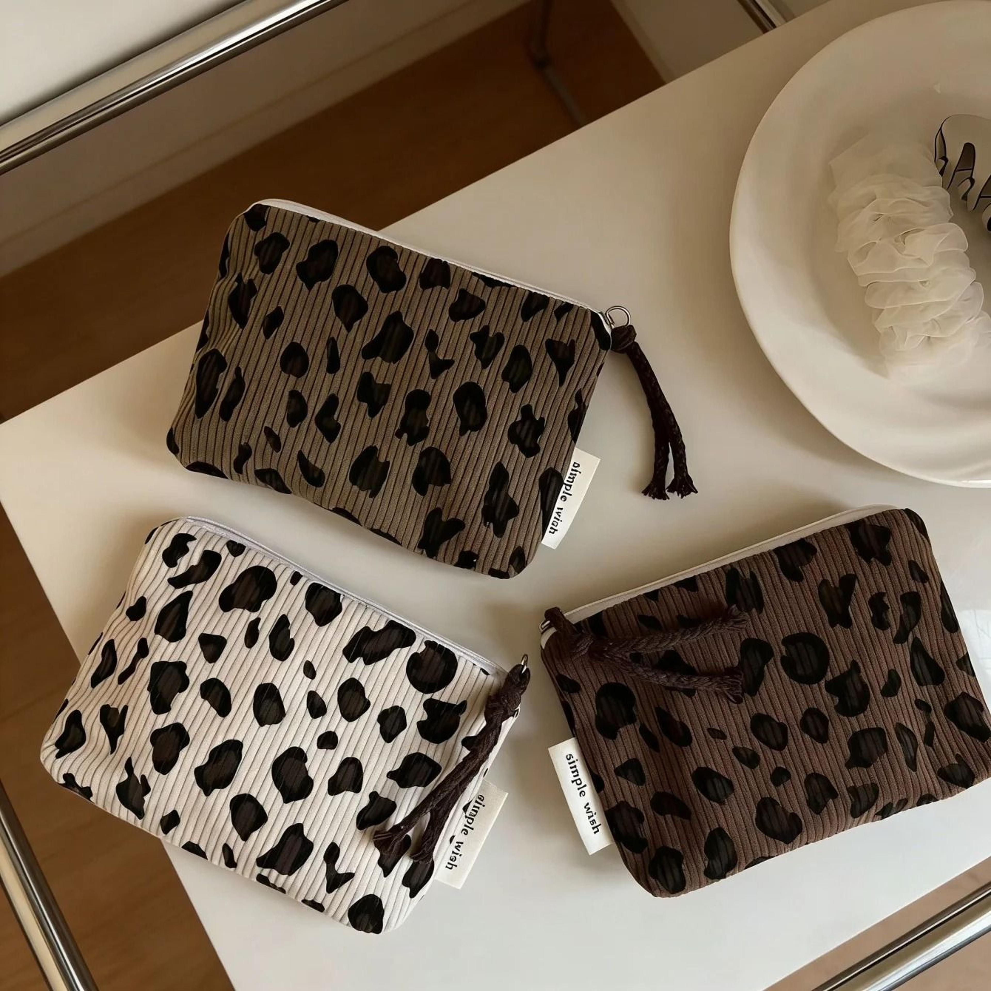 vintage leopard print mini corduroy storage pouch