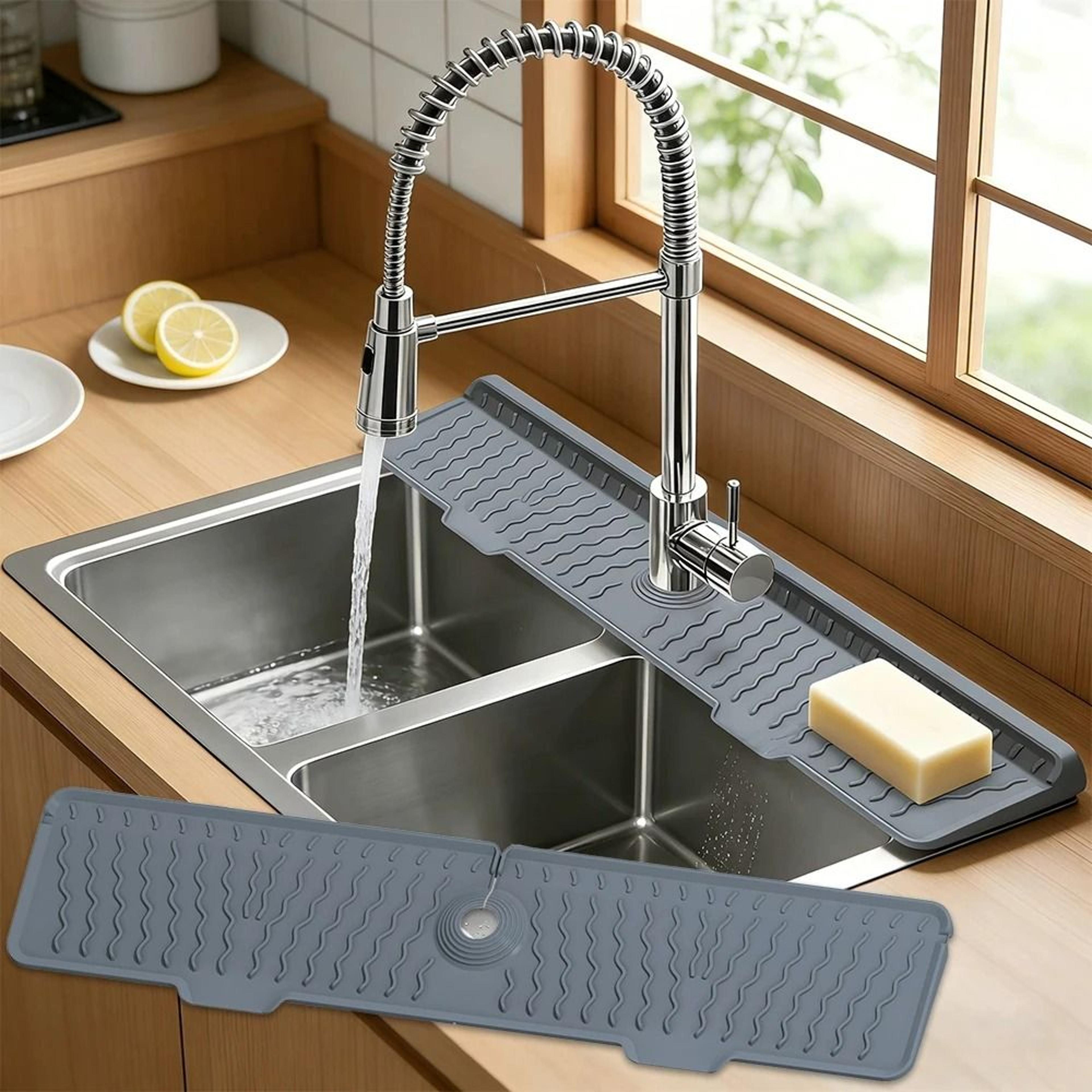 long kitchen sink faucet splash guard mat