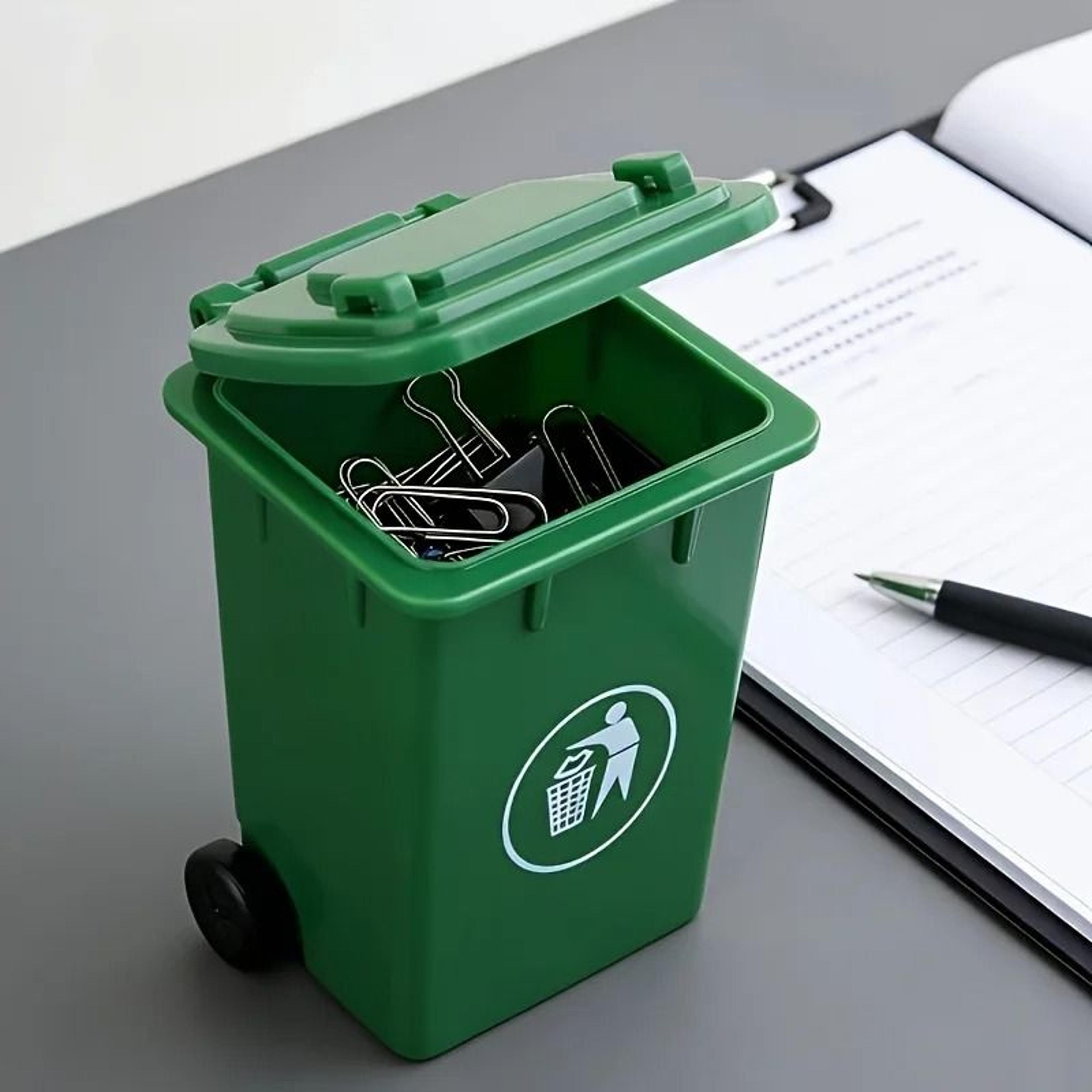 2 piece portable desktop storage and trash bins