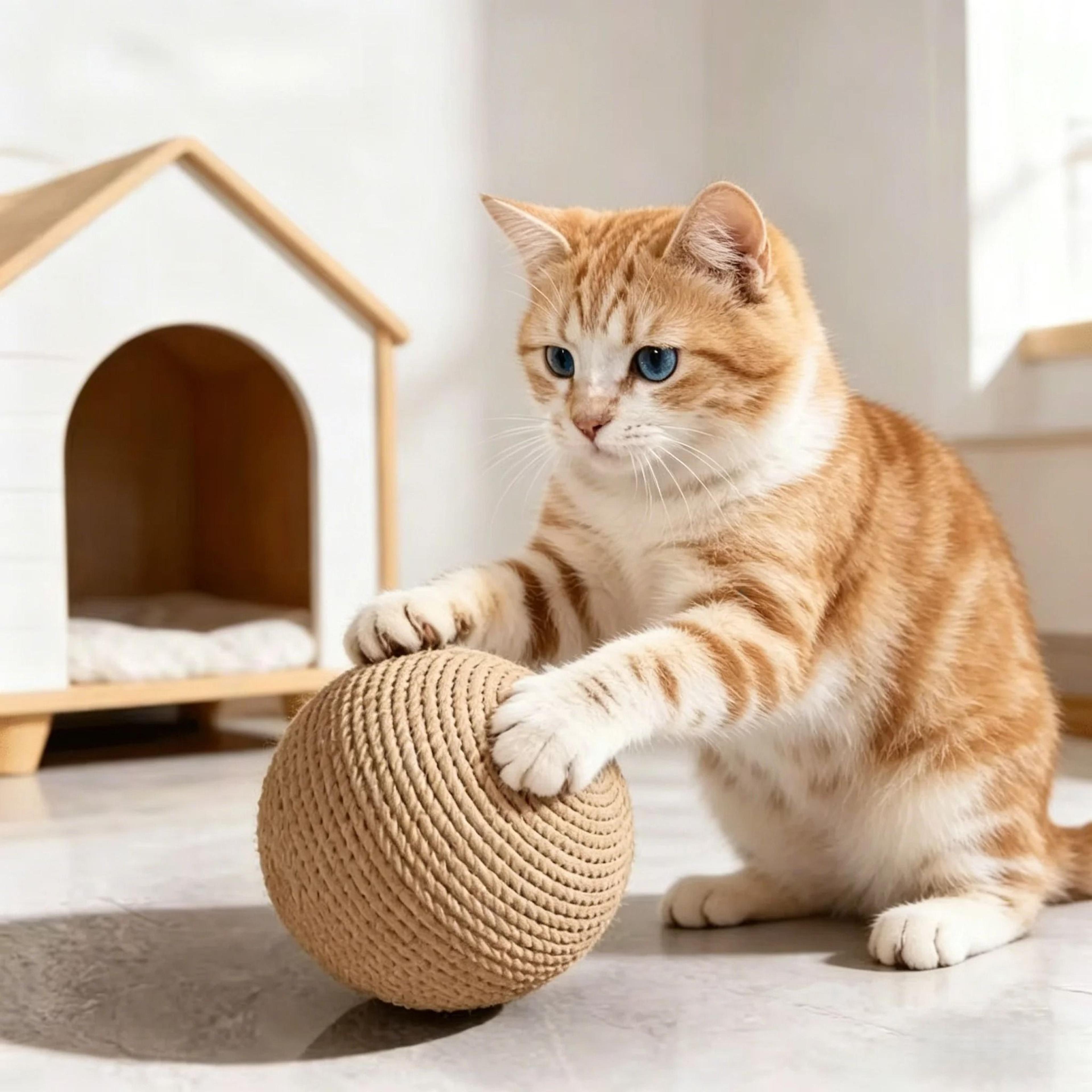 natural sisal interactive cat scratching ball toy