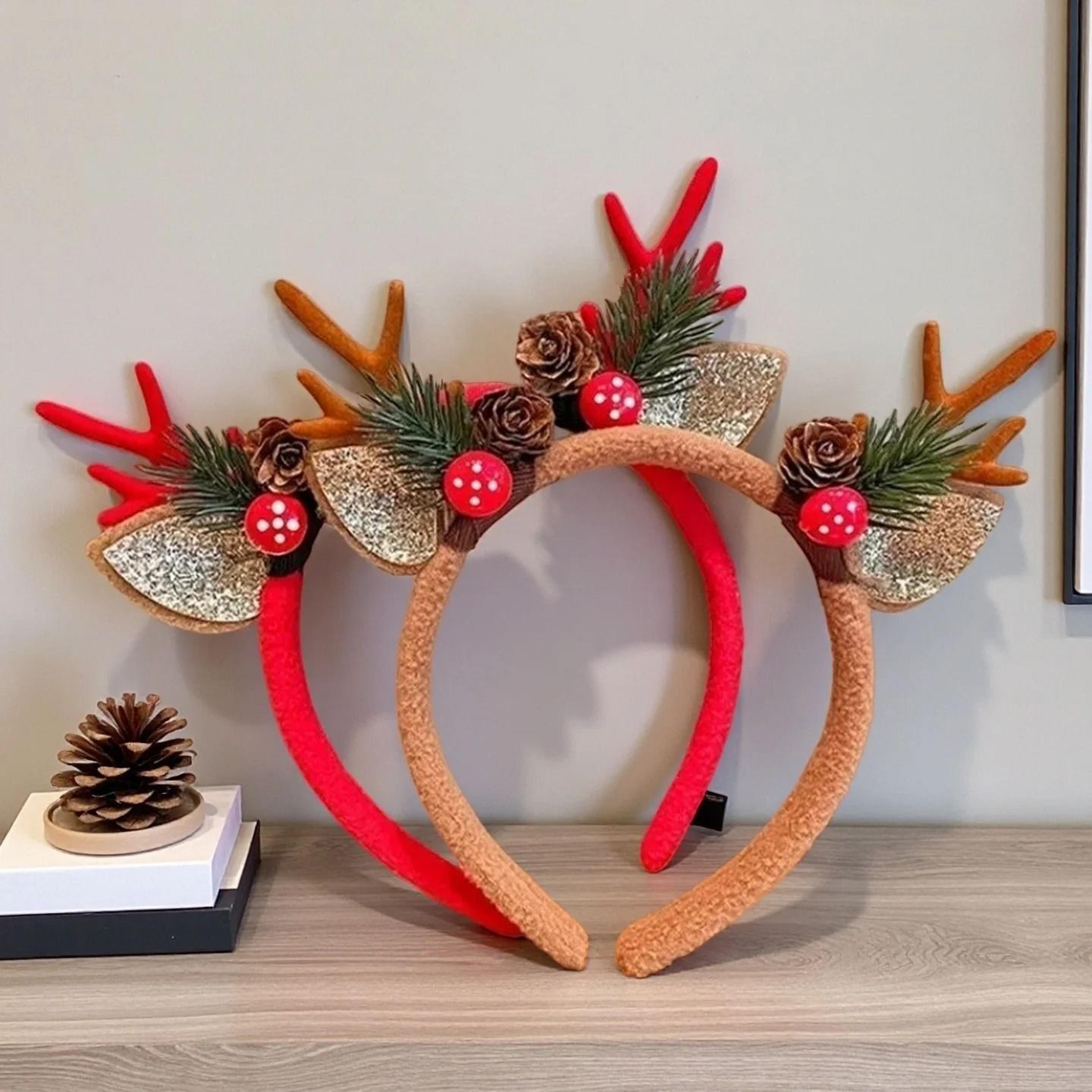 festive christmas reindeer antler holiday headband