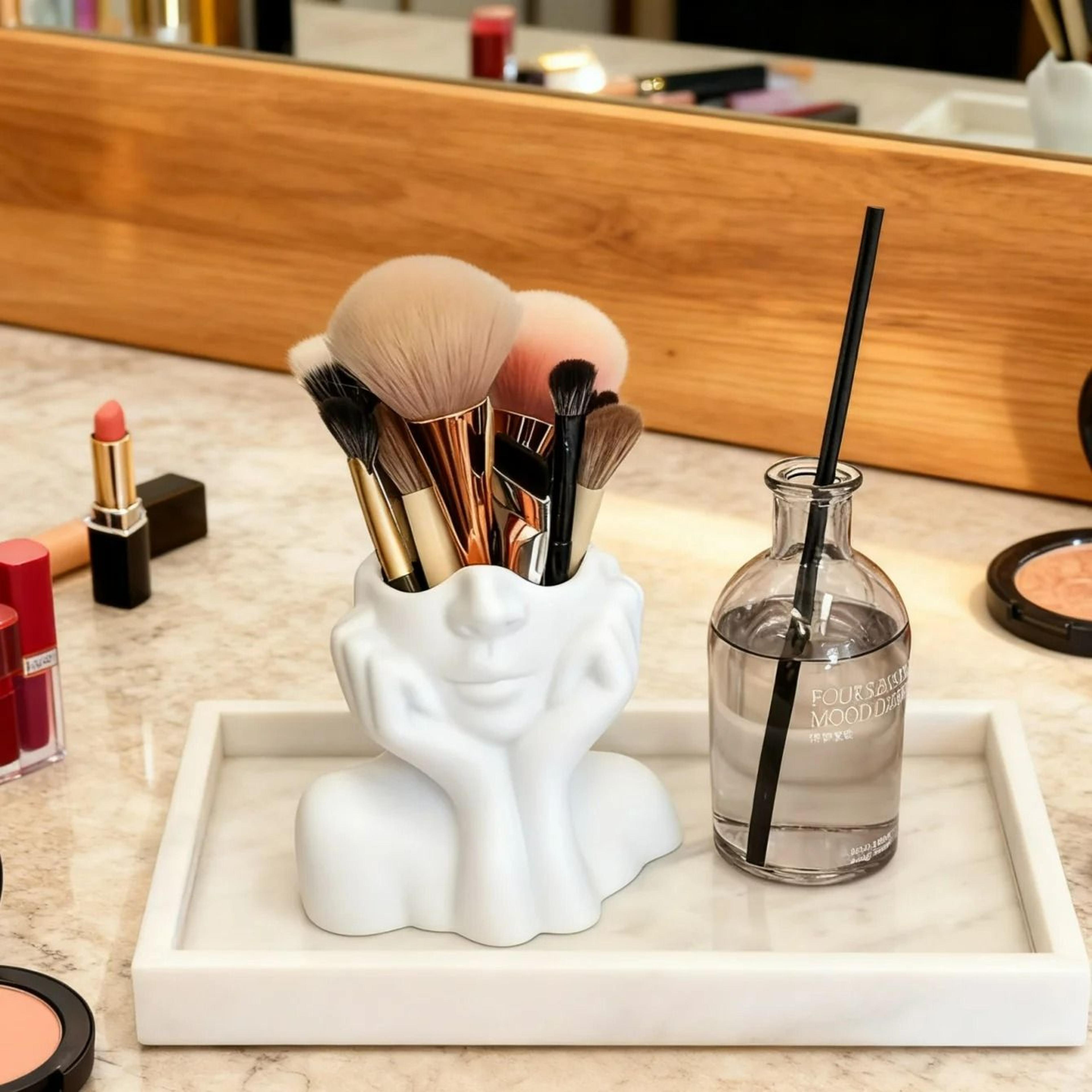 abstract face makeup brush holder