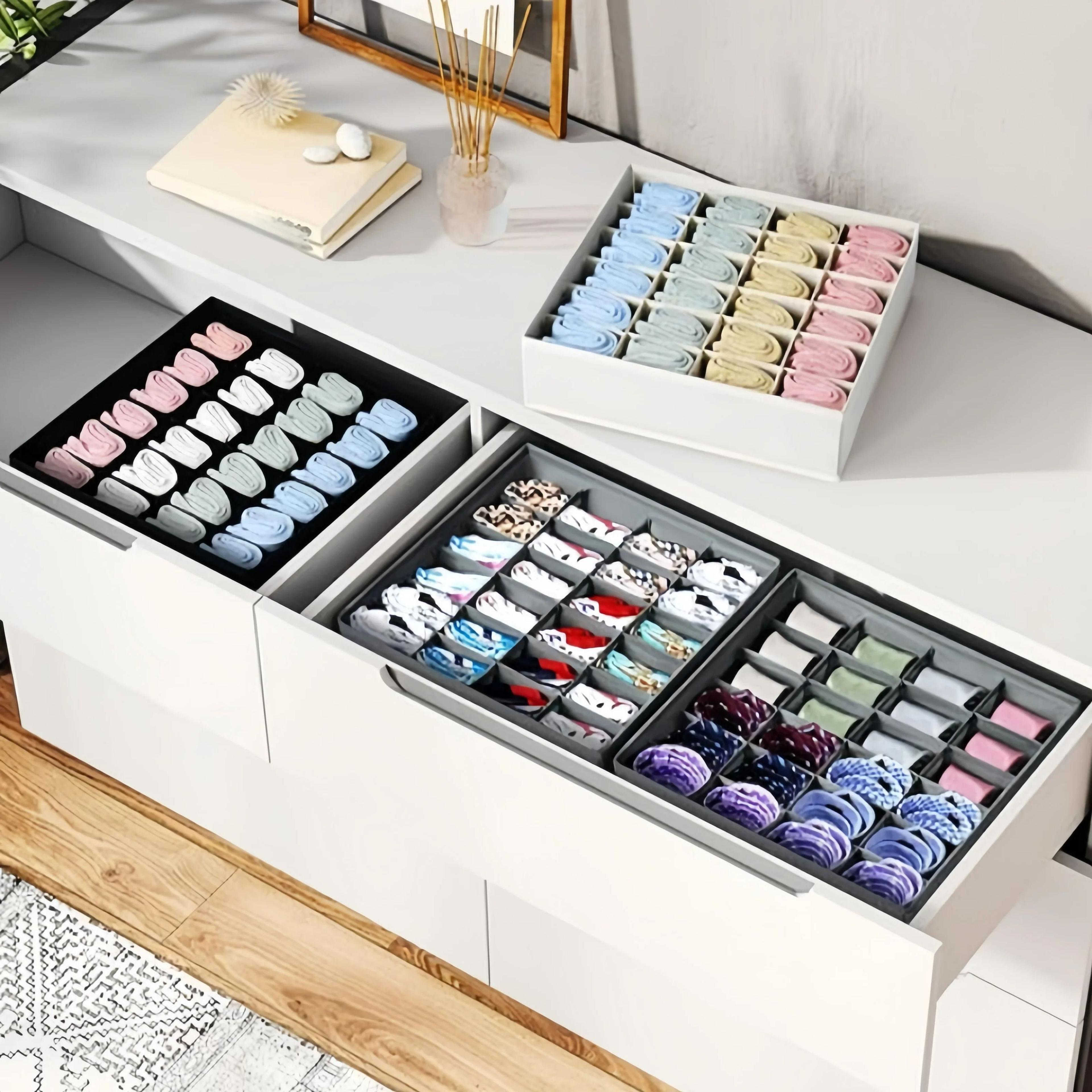 24 cell collapsible sock drawer organizer