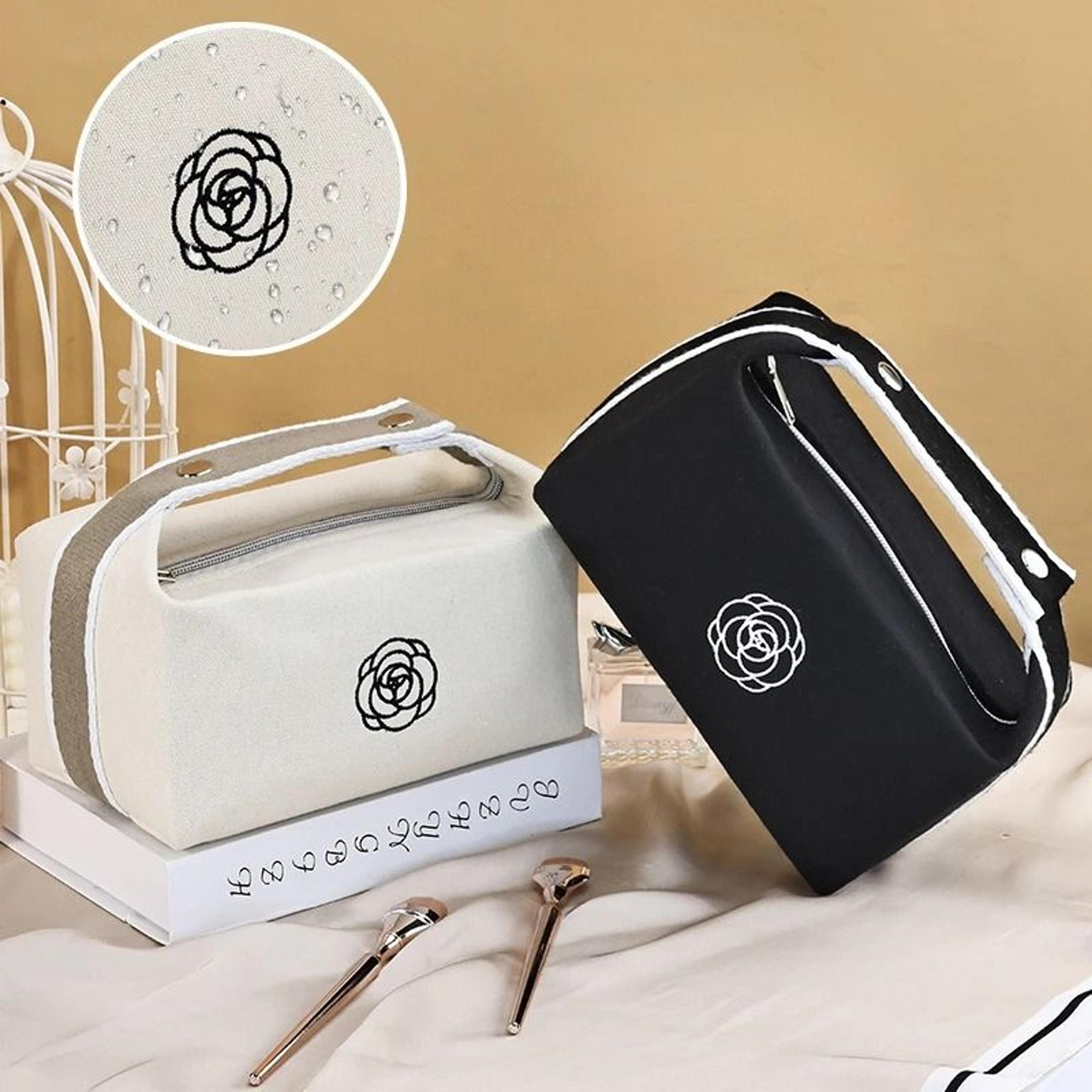 camellia canvas large capacity makeup bag