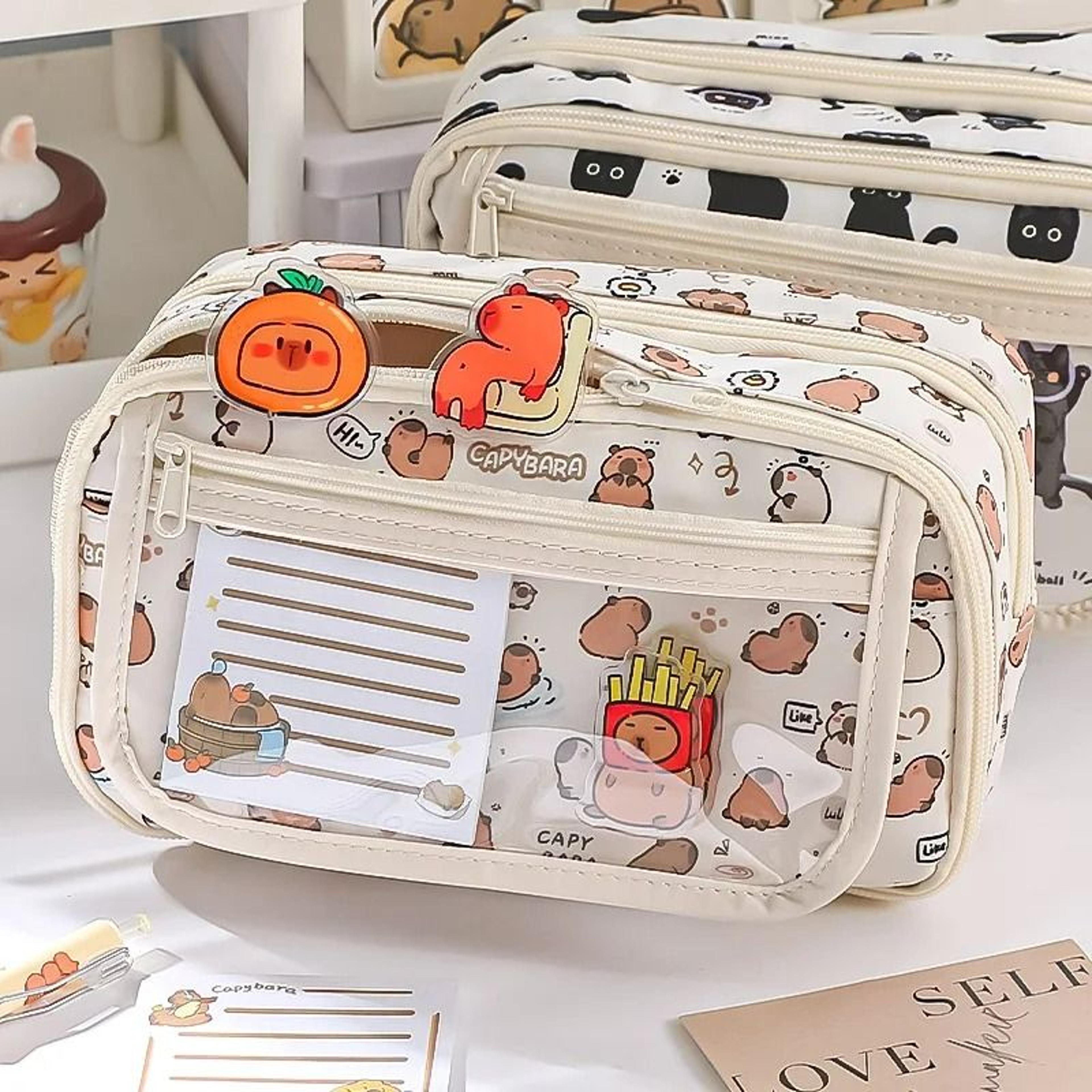 capybara flip top large capacity pencil case