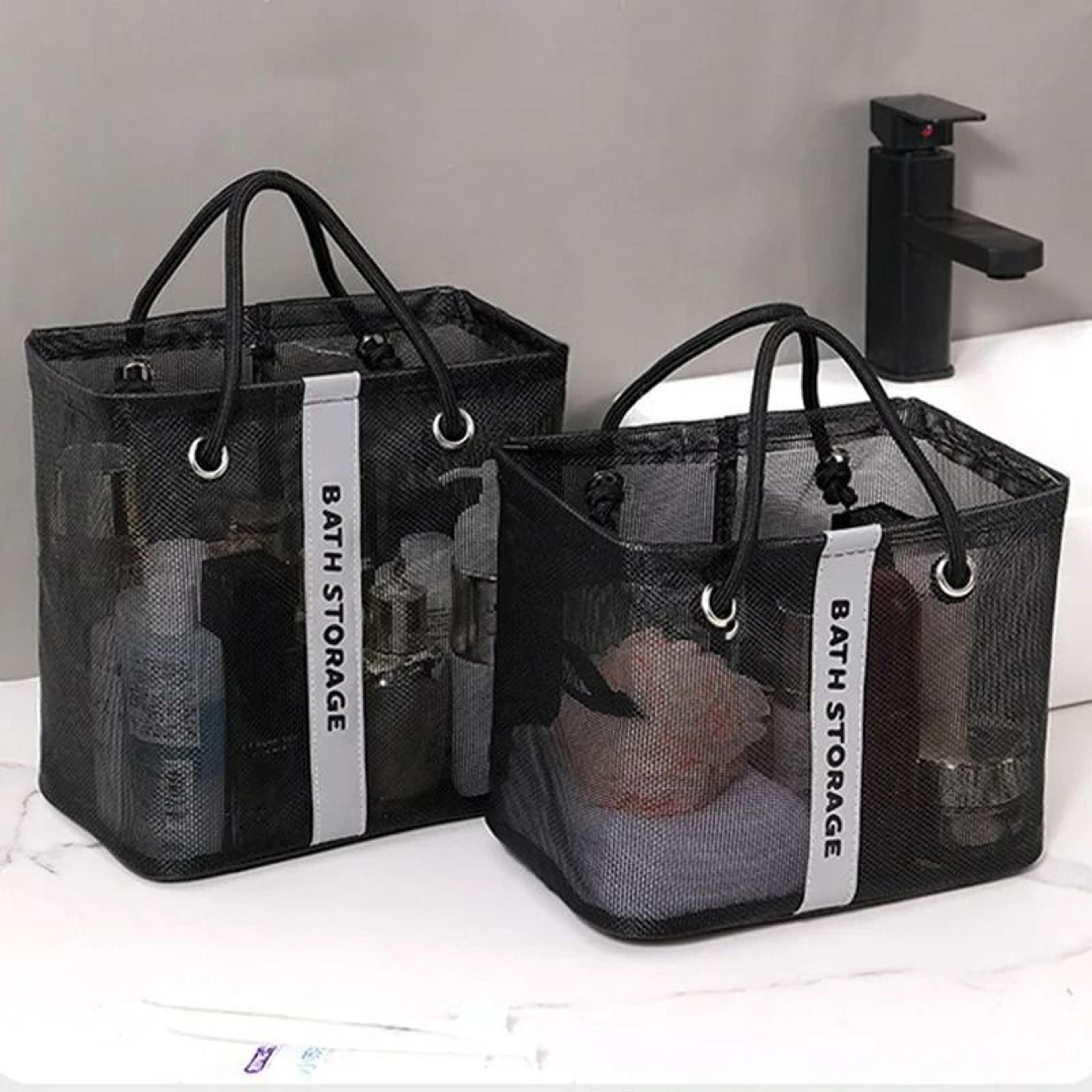 large capacity mesh shower and swim tote