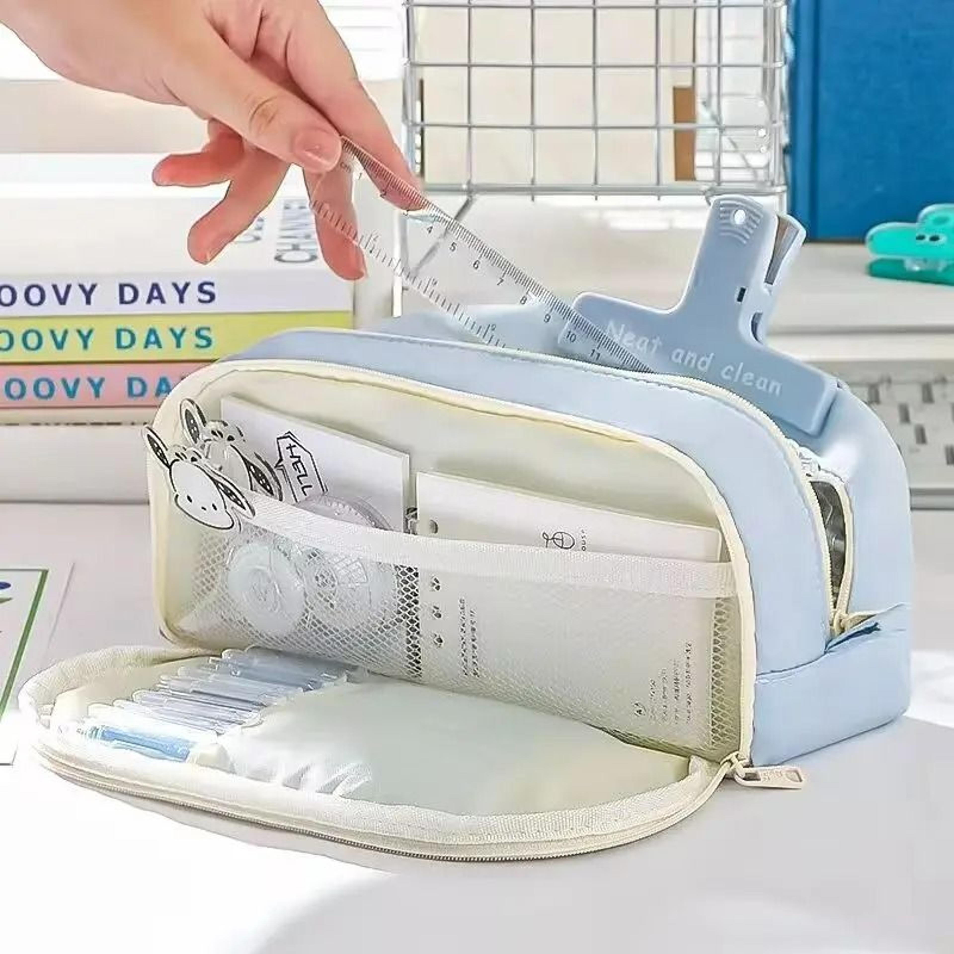 spacious multi section pencil case organizer