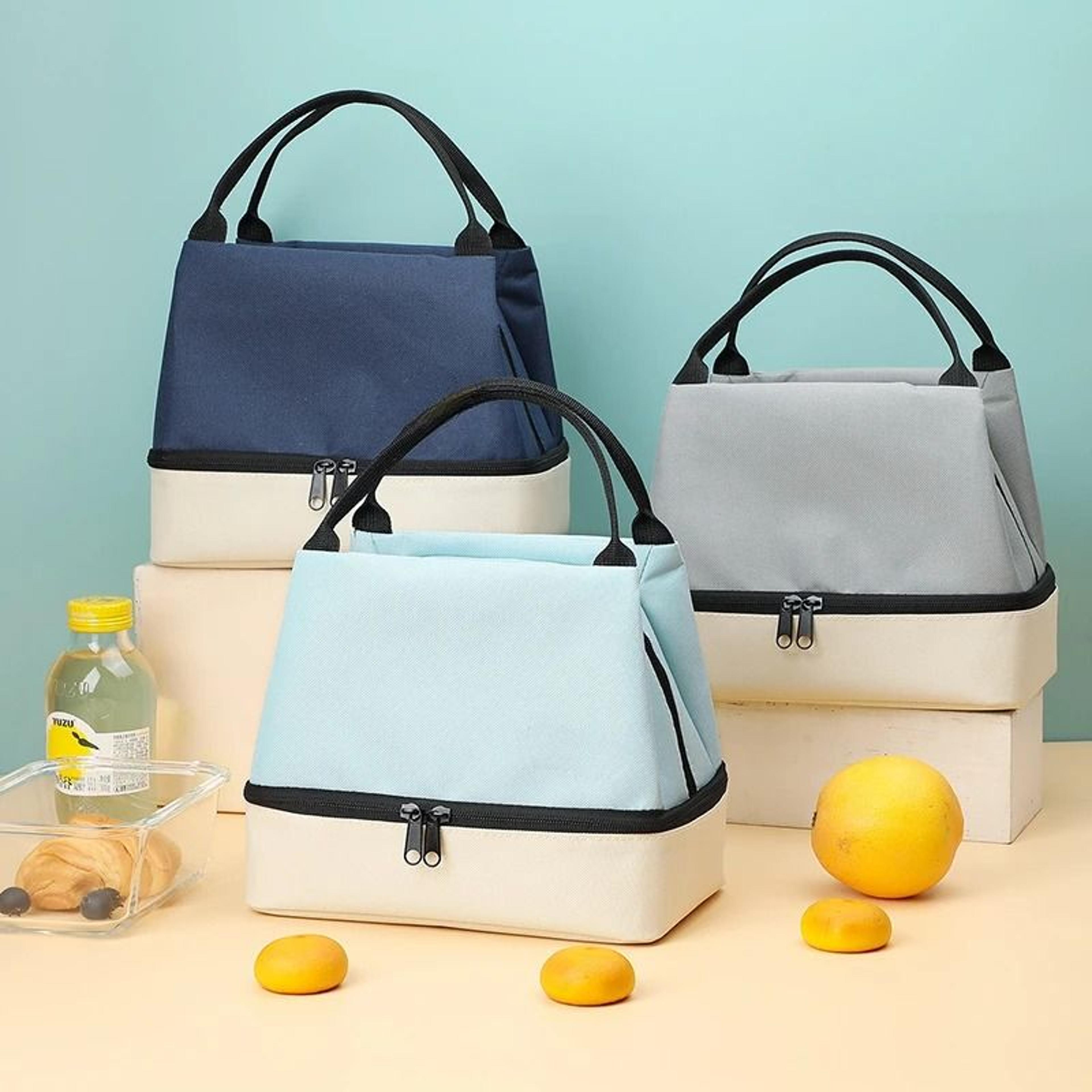 large capacity double layer insulated lunch bag