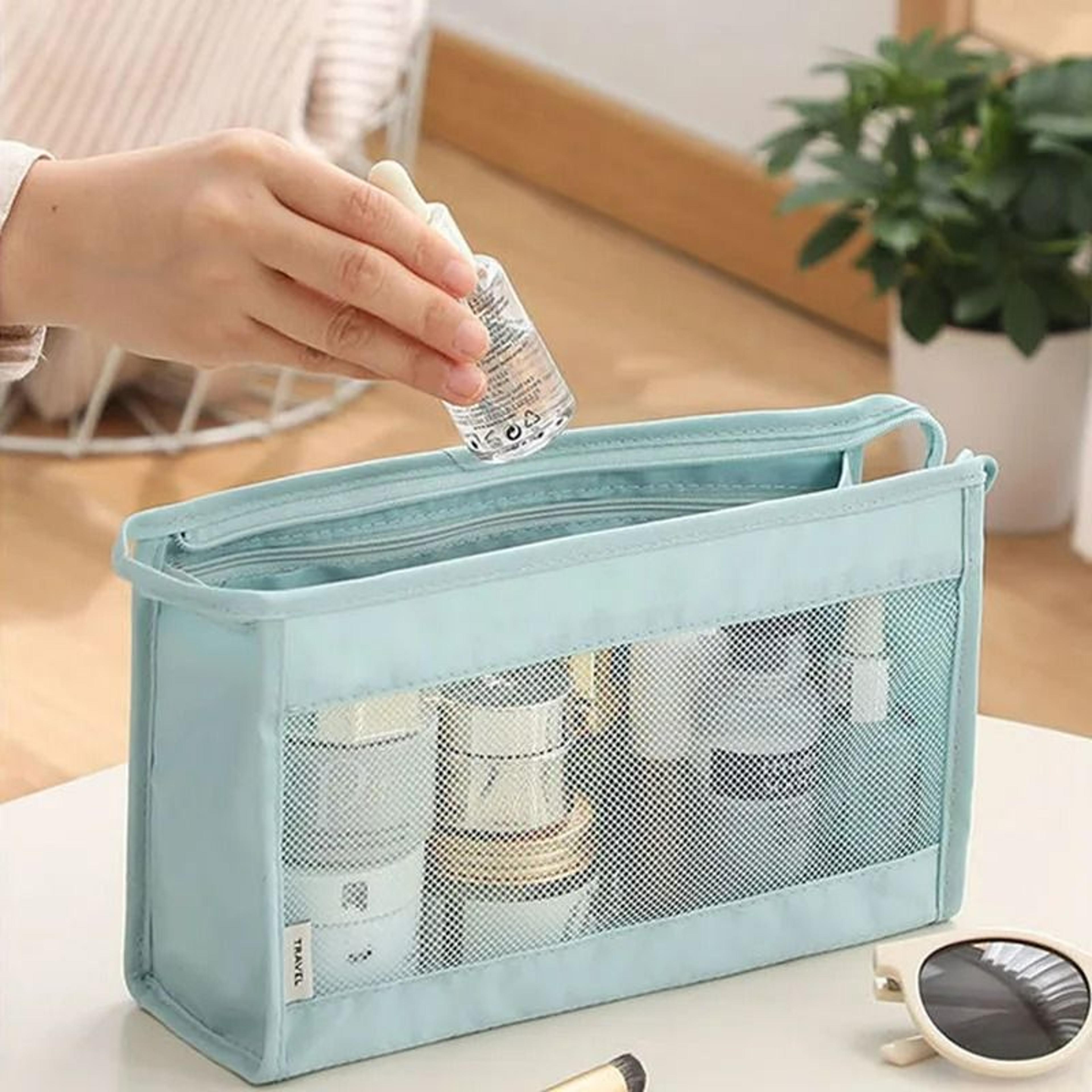 large capacity visible grid travel toiletry bag