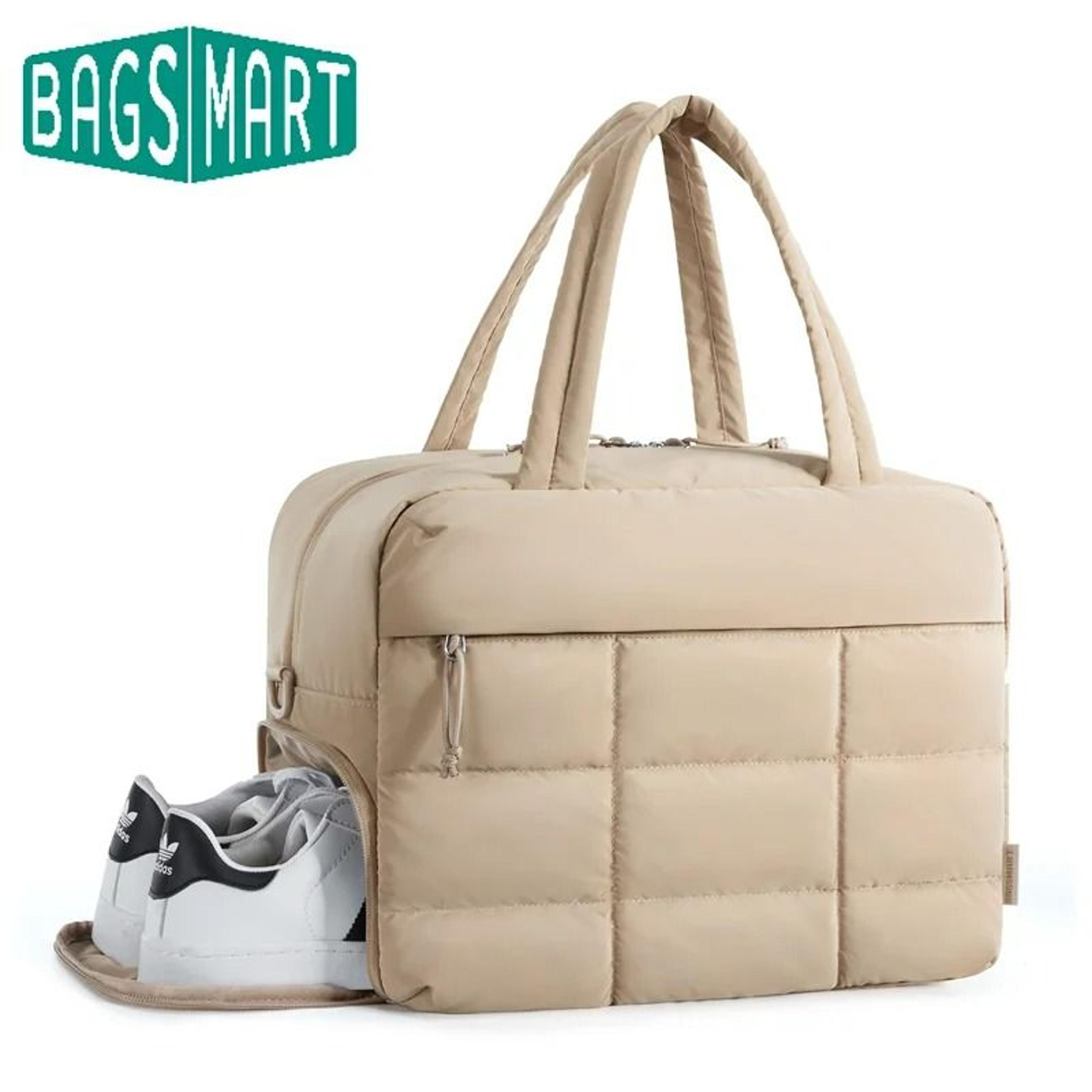 bagsmart weekender duffle bag with shoe compartment