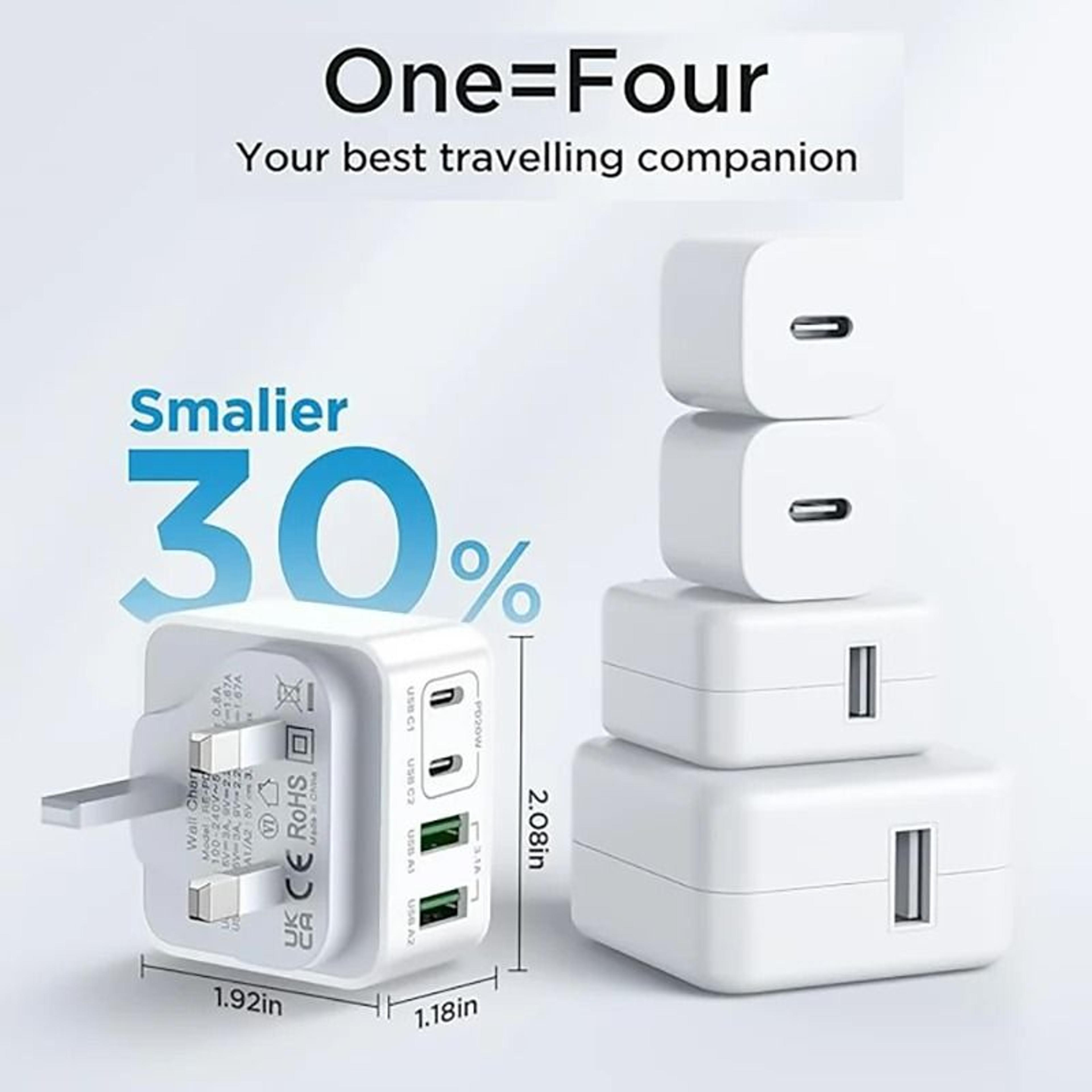 40w four port usb c and usb a wall charger