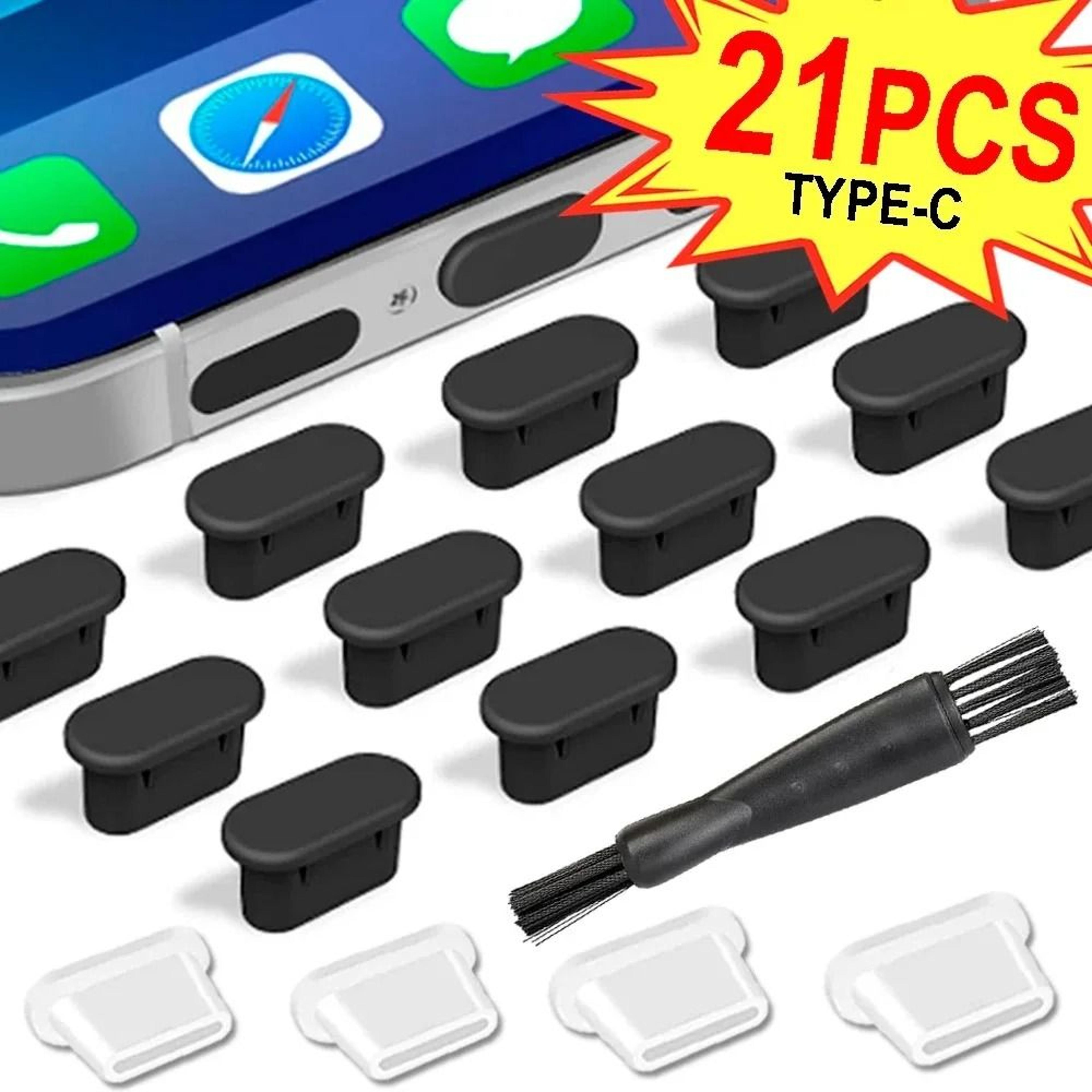 silicone usb c dust plug and cleaning brush set