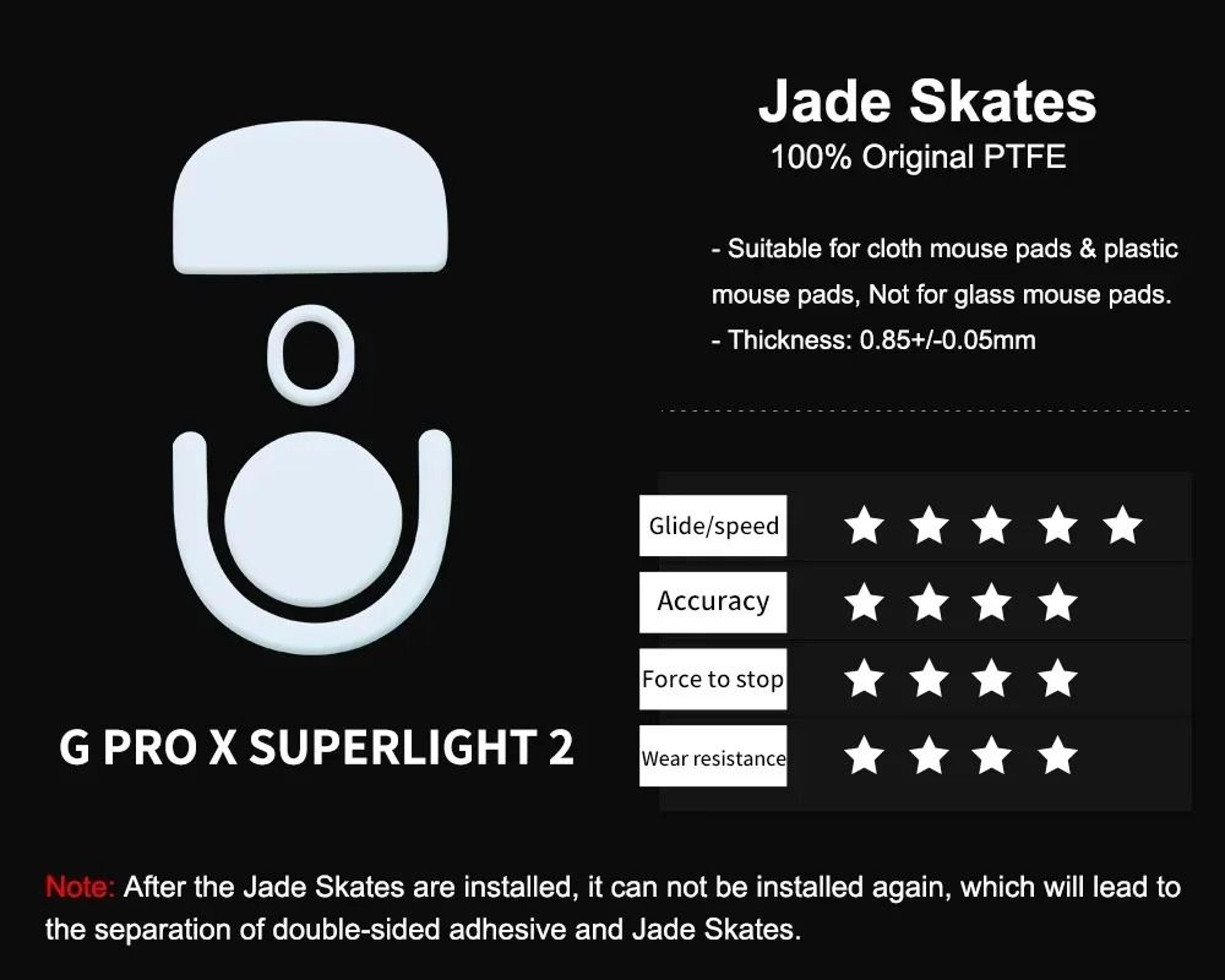 jade speed ptfe mouse feet for logitech superlight 2