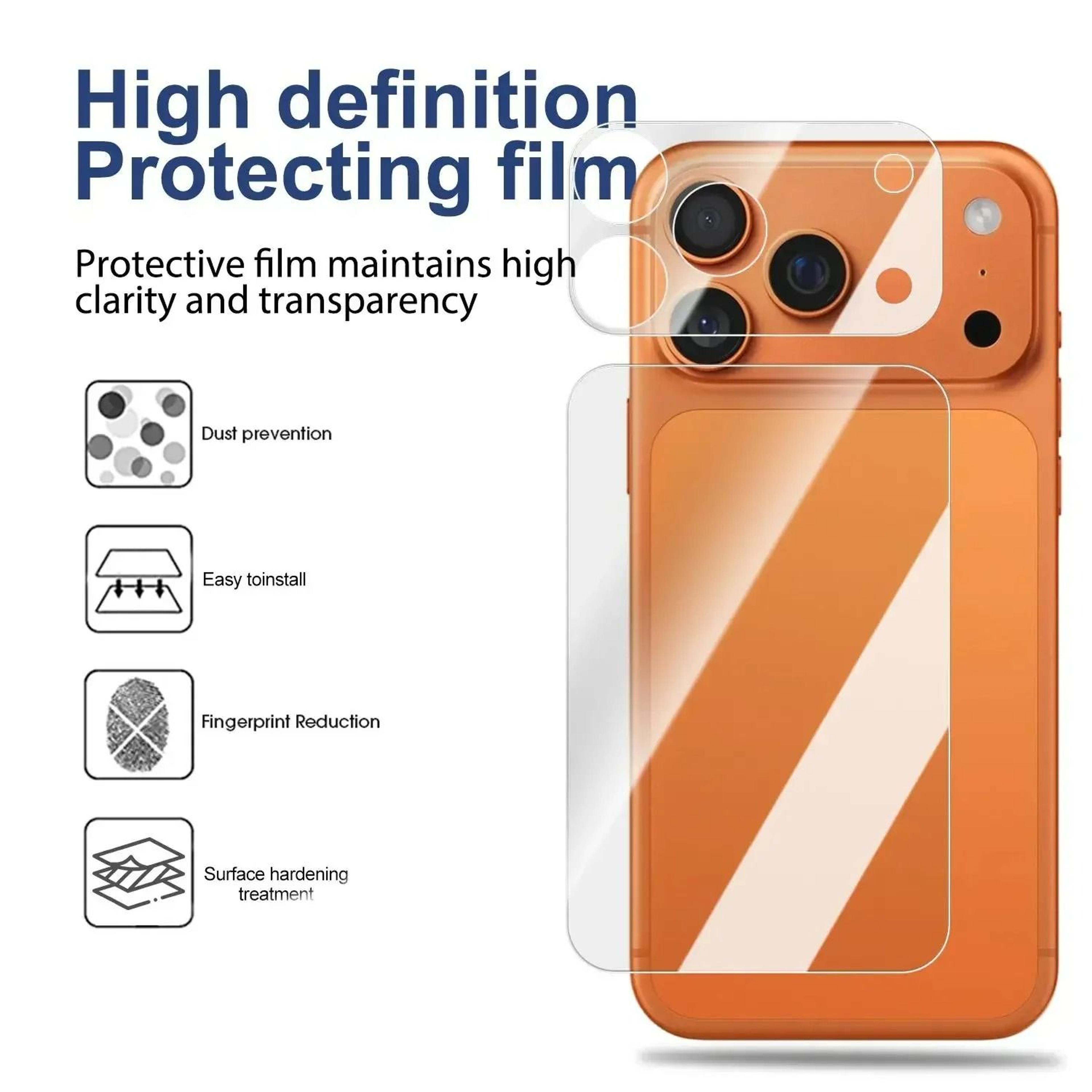 clear back and camera lens protector for iphone 17 pro