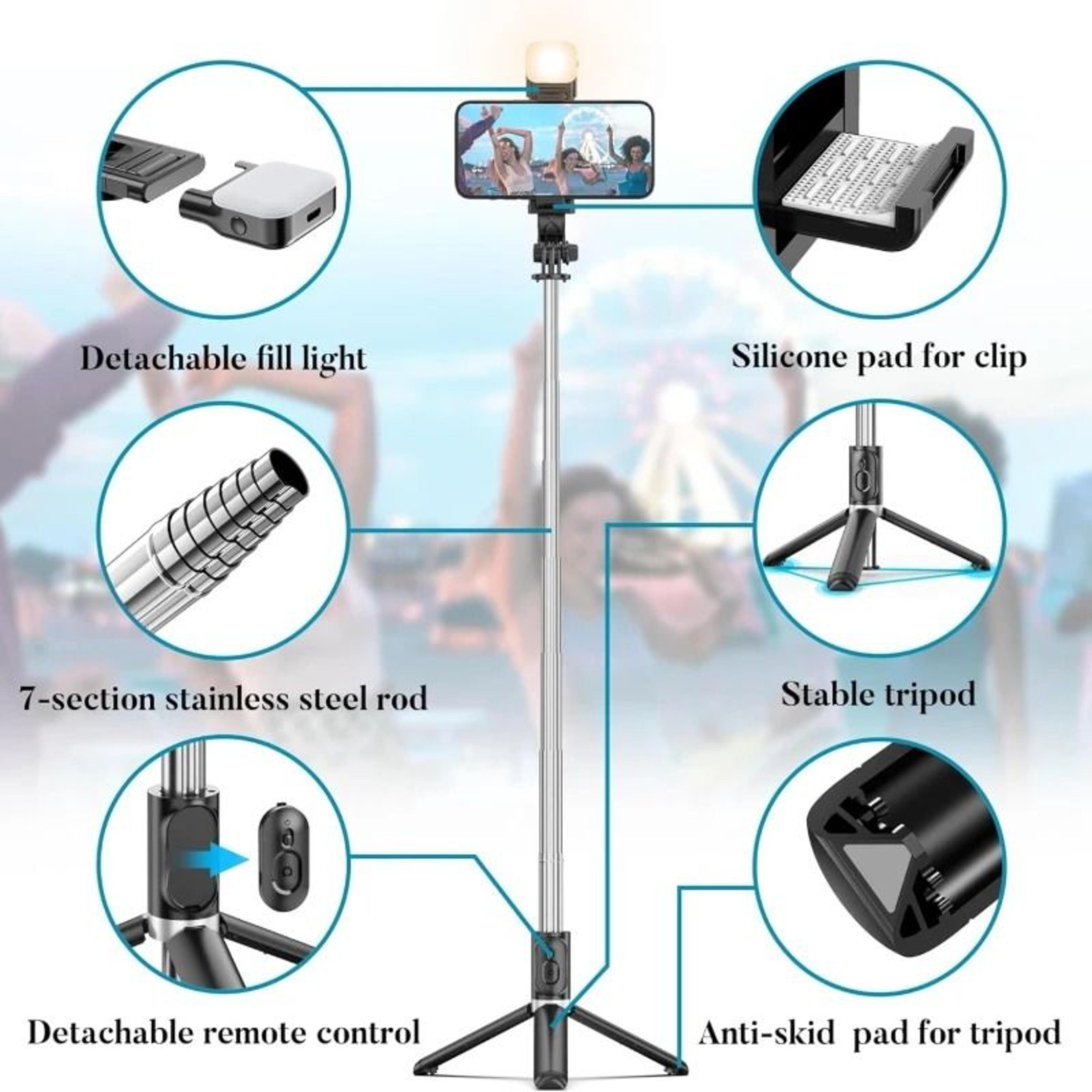 lighted selfie stick tripod with wireless remote