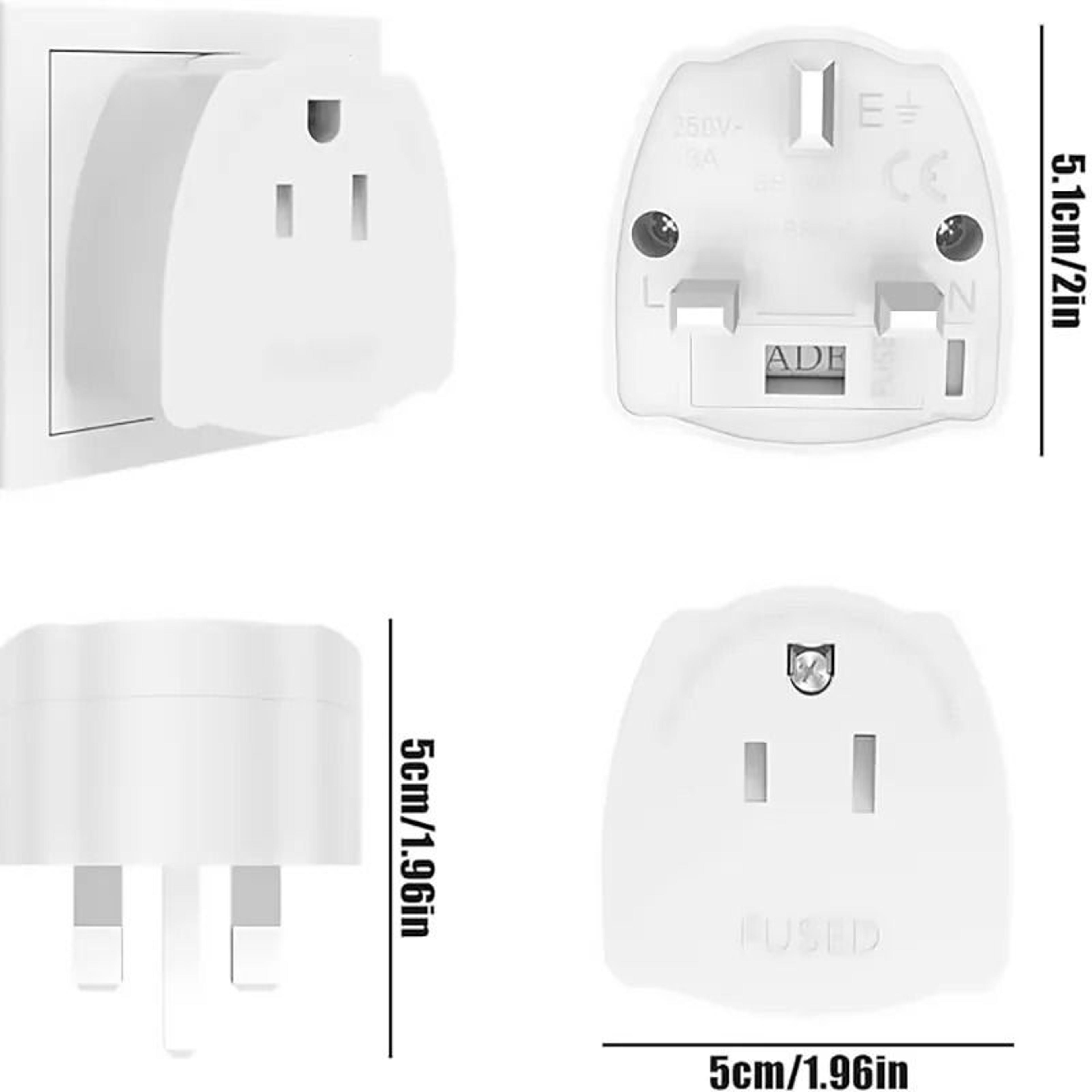 fused us to uk type g travel plug adapter
