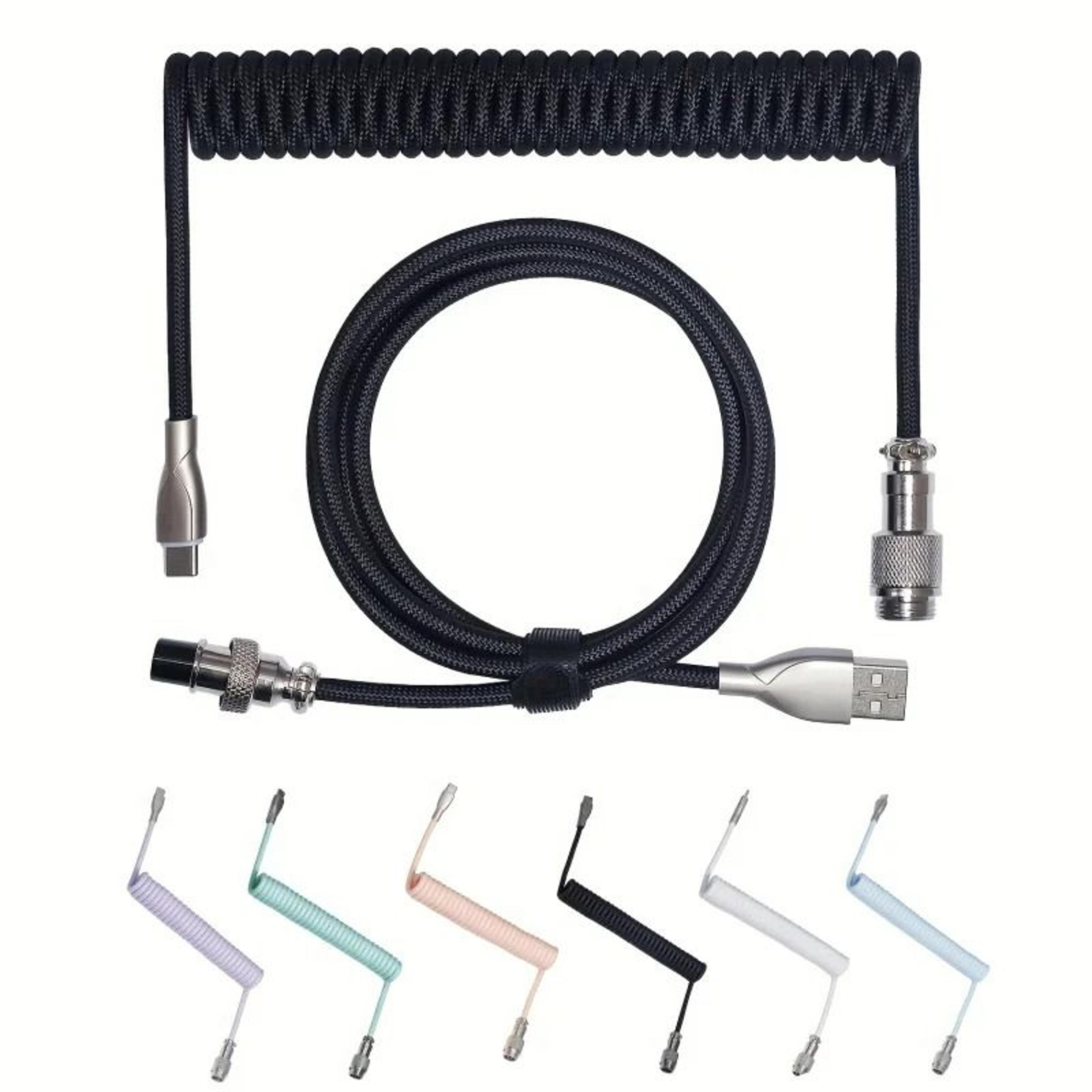 coiled usb c mechanical keyboard aviator cable