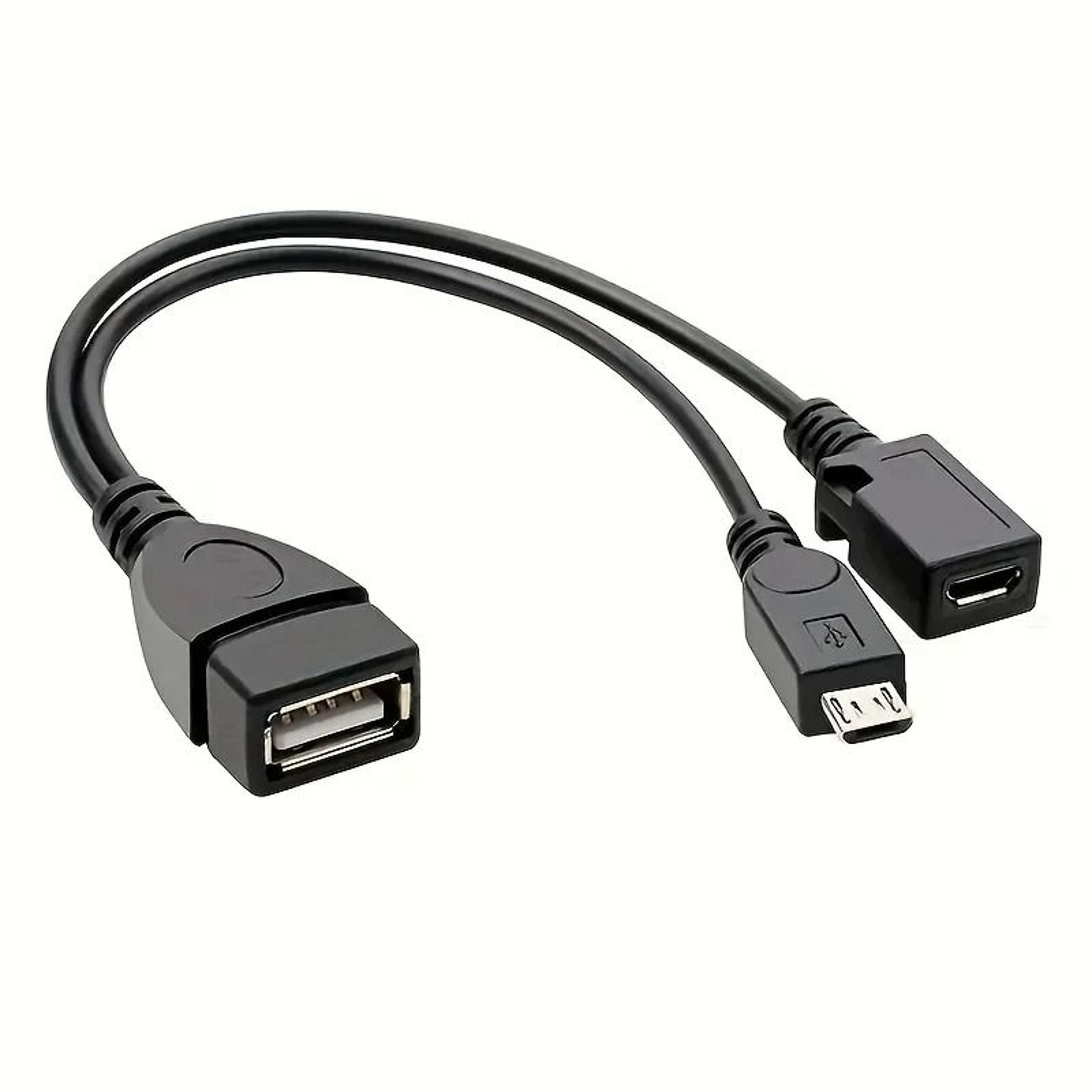 2 in 1 powered micro usb otg splitter adapter