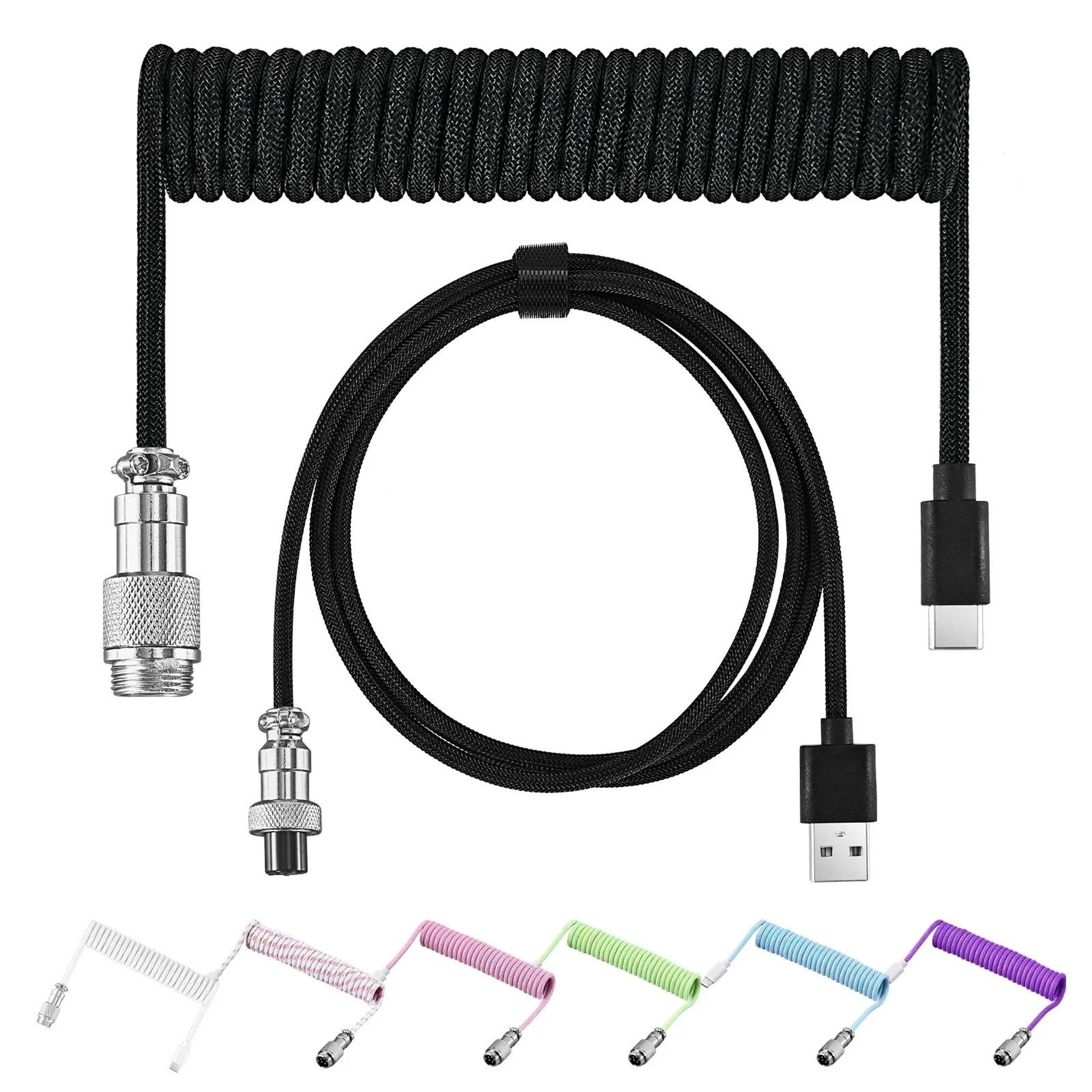 colorful coiled usb c aviator keyboard cable