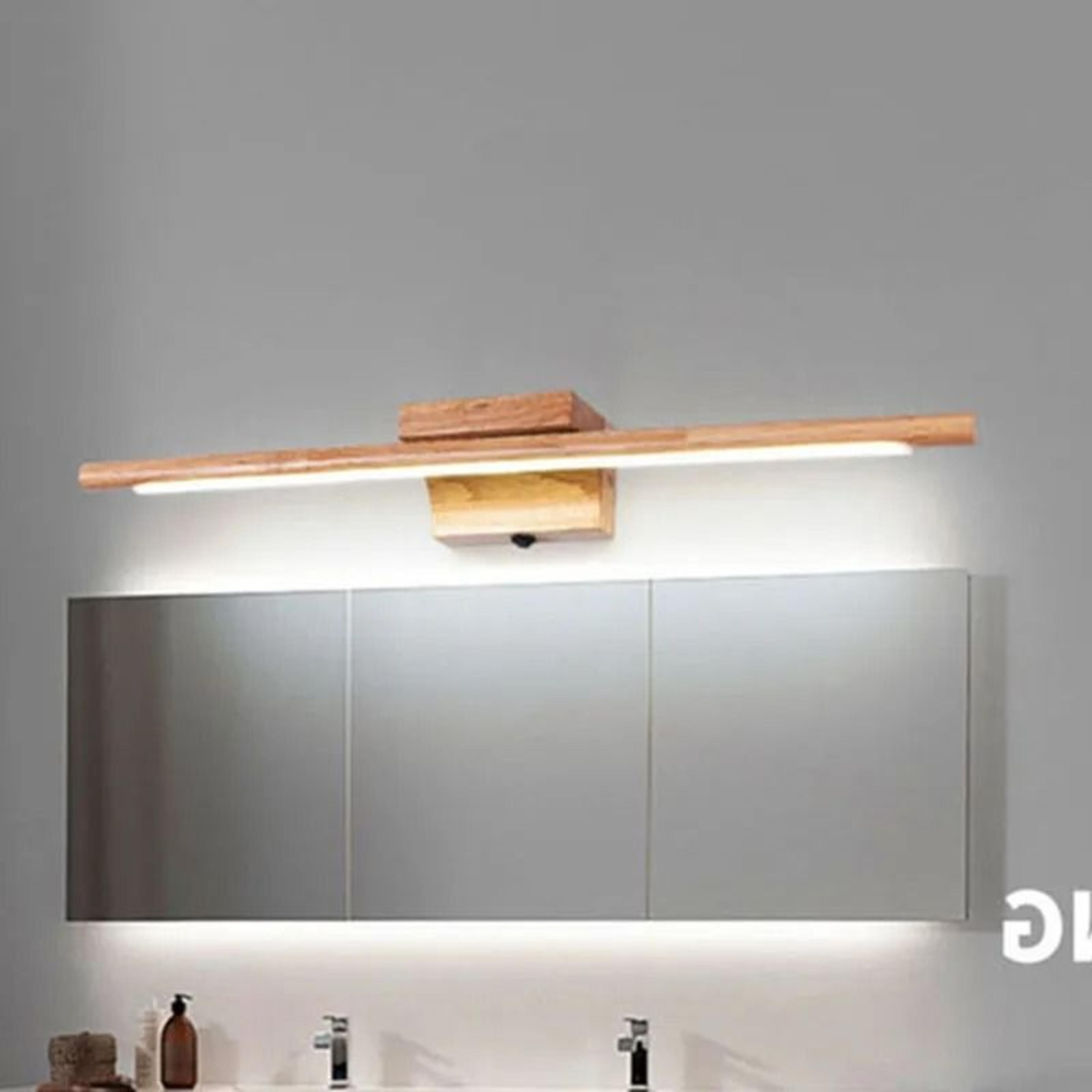 nordic solid wood mirror wall sconce