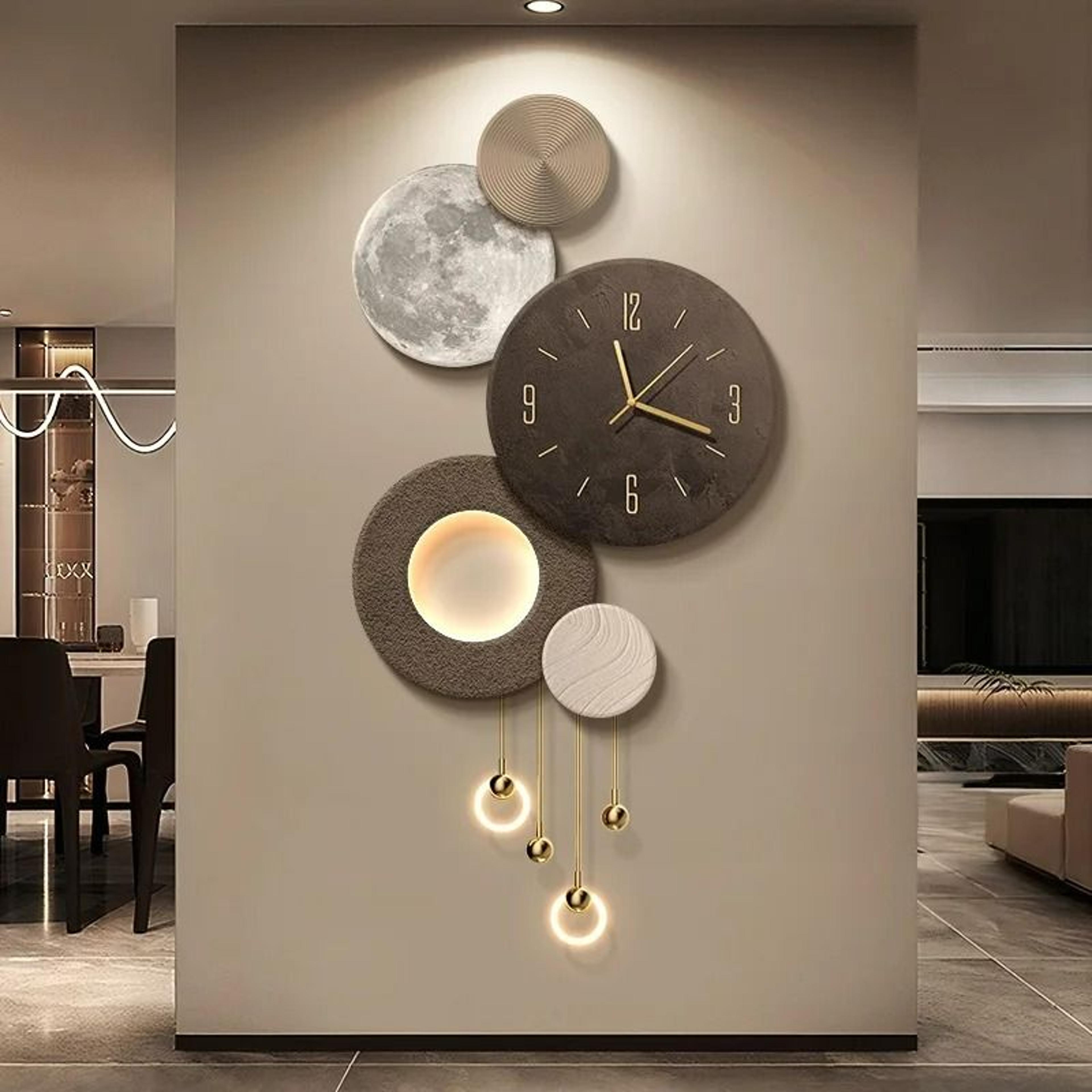 lunar sandstone led wall clock light