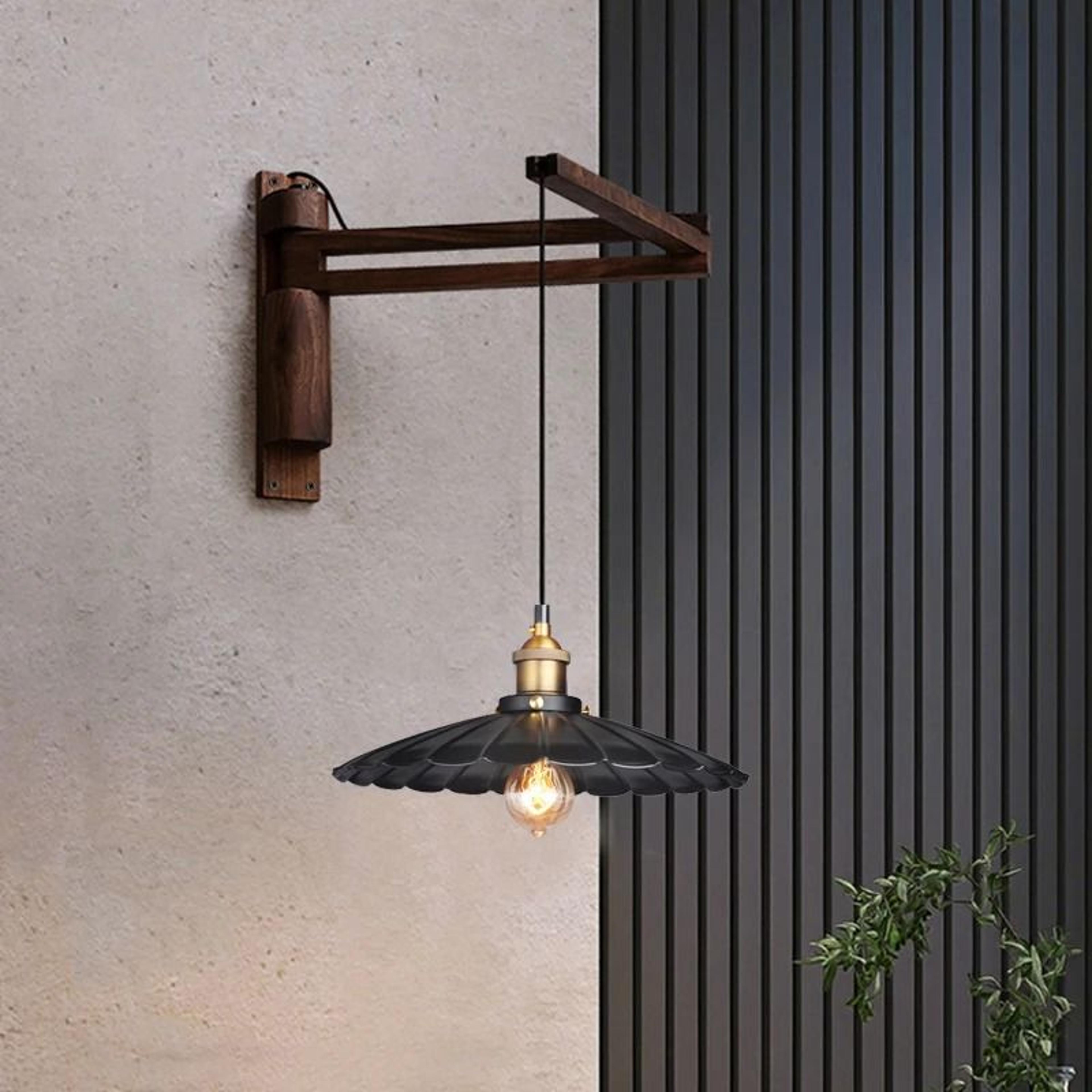japanese solid wood folding wall lamp