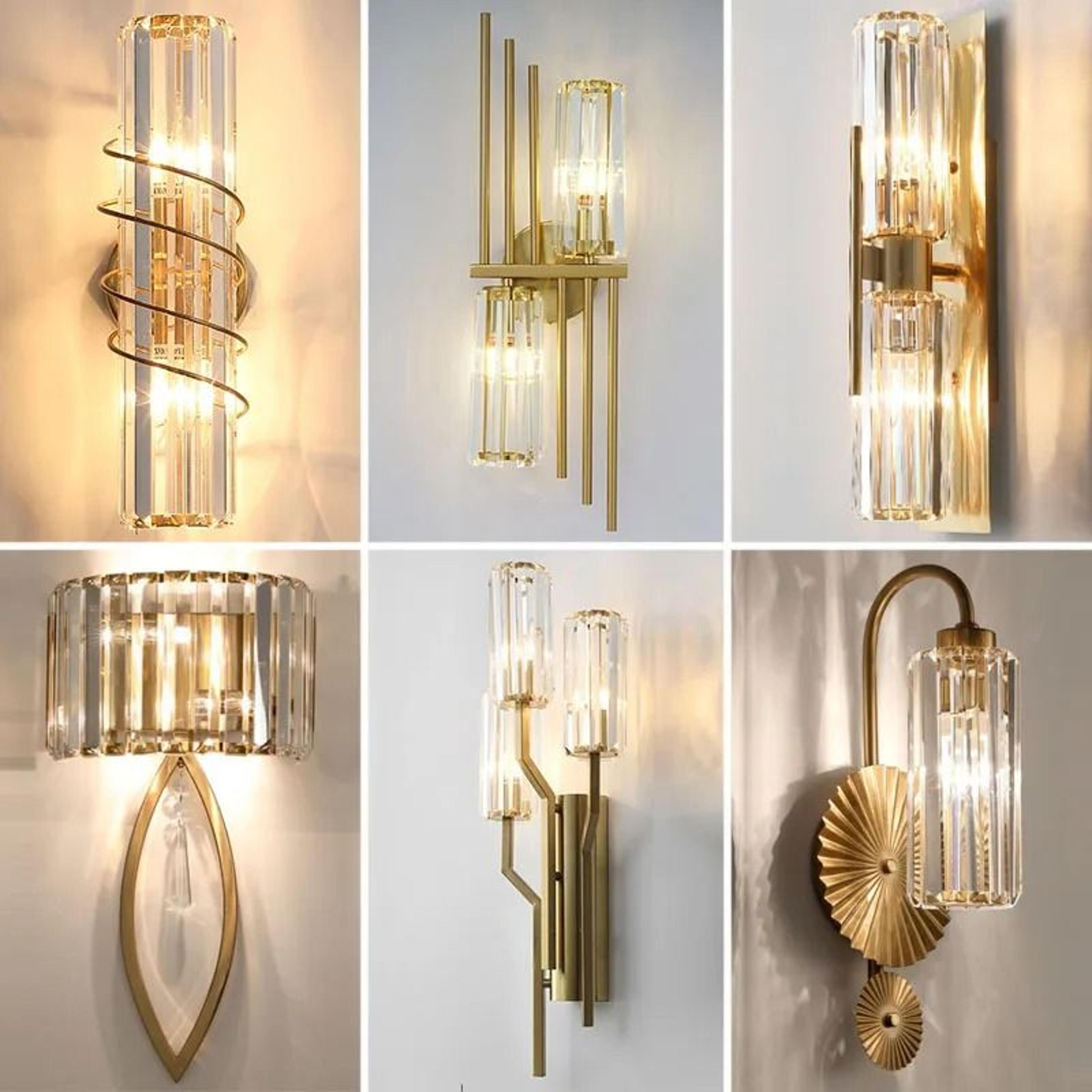 postmodern geometric crystal gold wall sconce