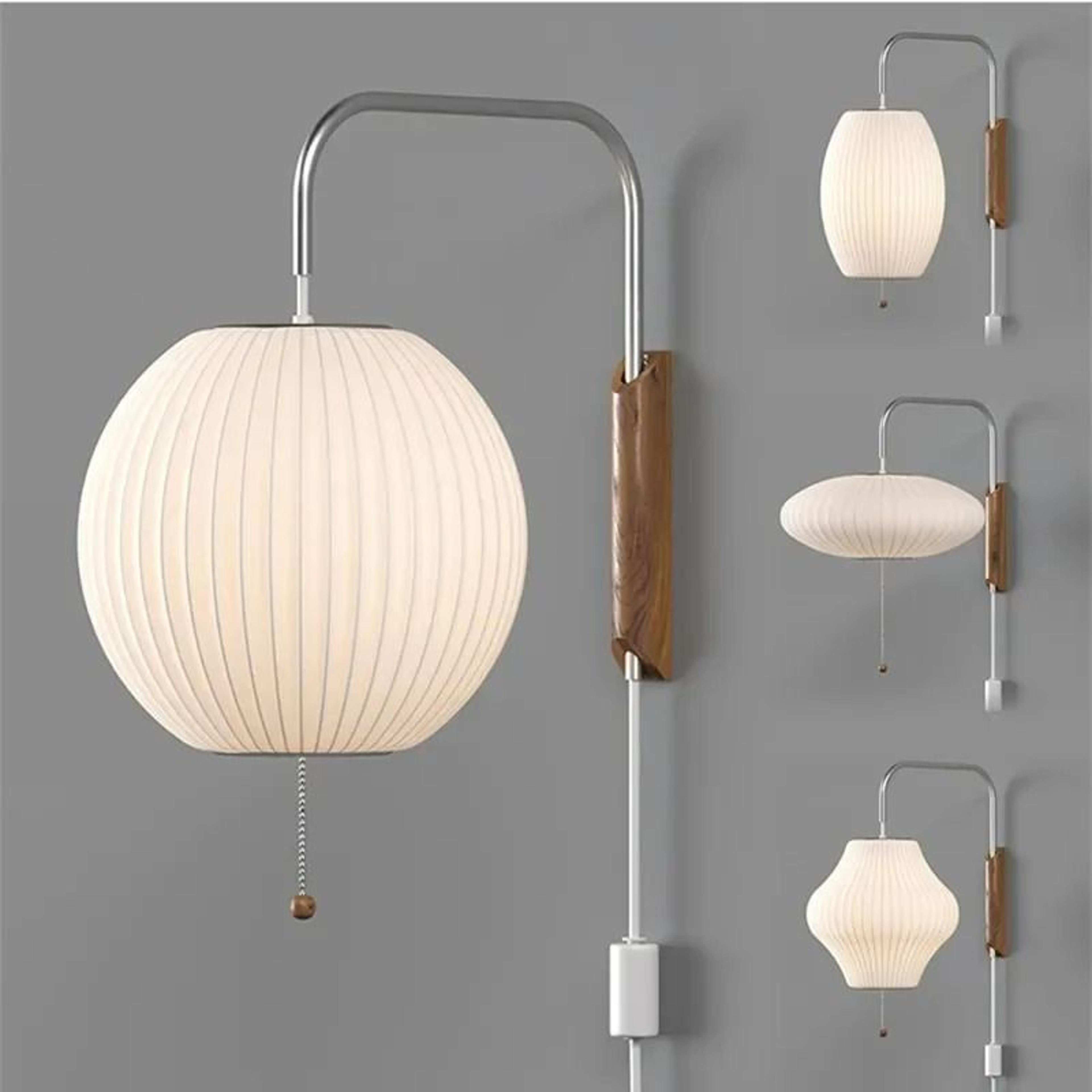 serene wabi sabi fabric wall lamp