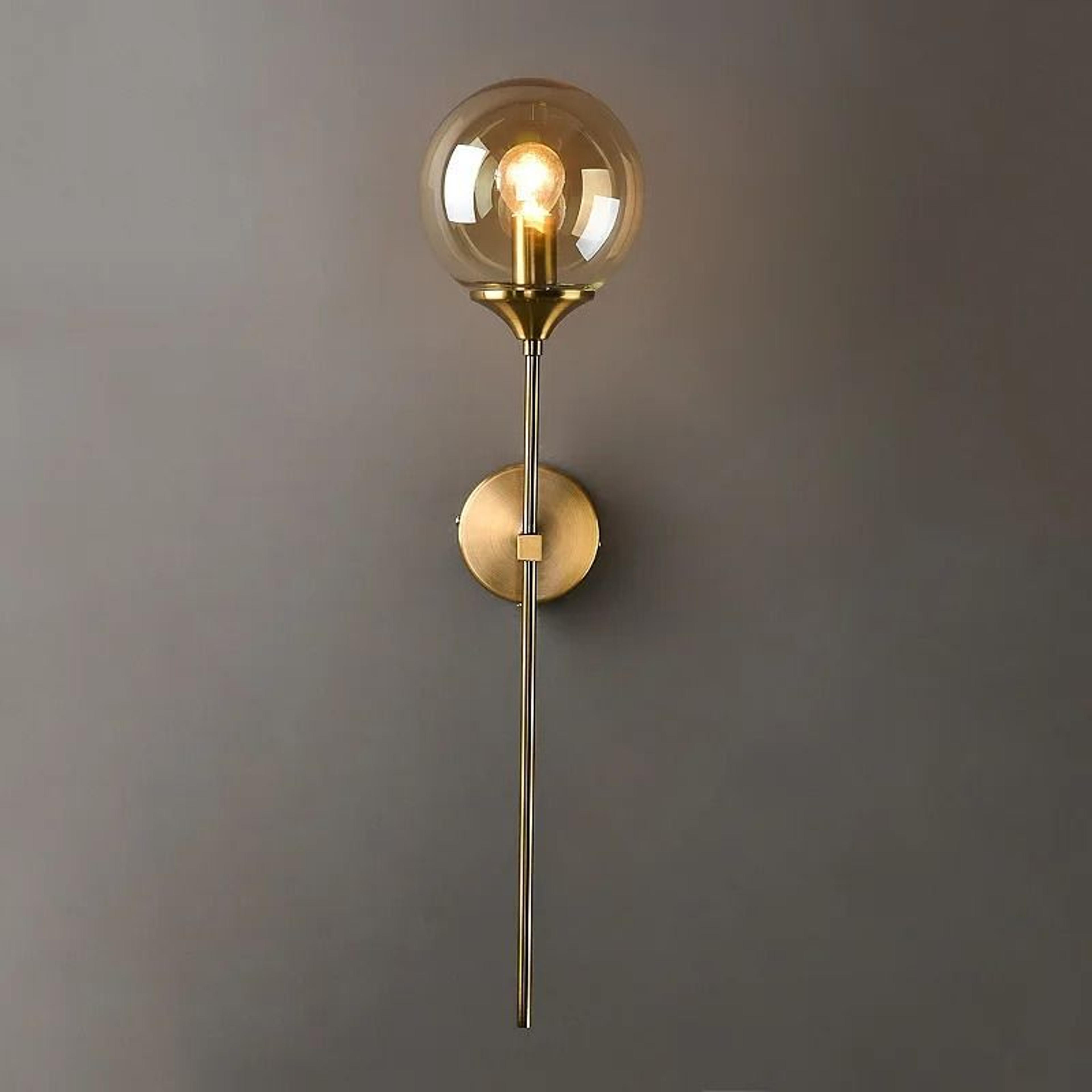 luna gold glass globe sconce