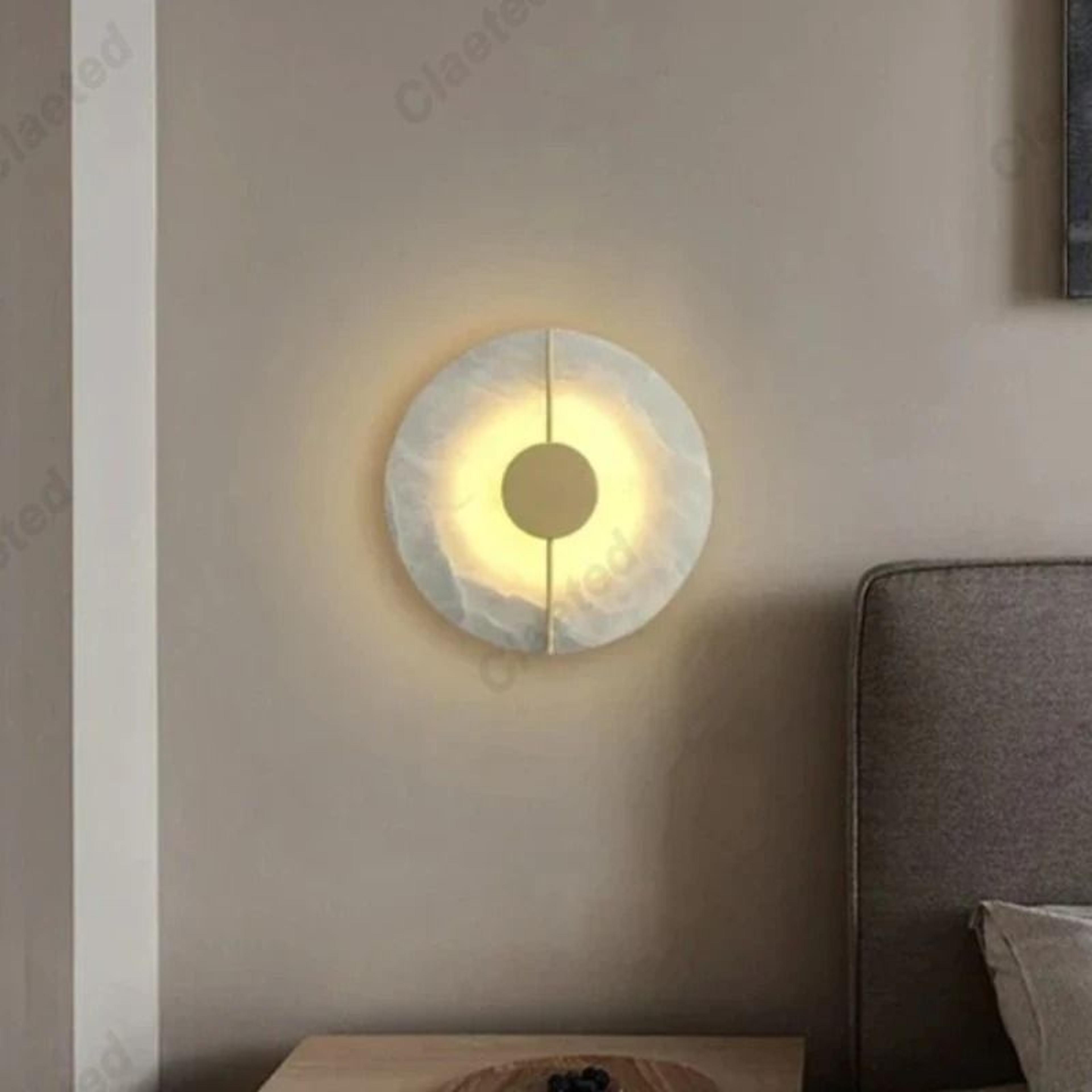 halo round marble wall light