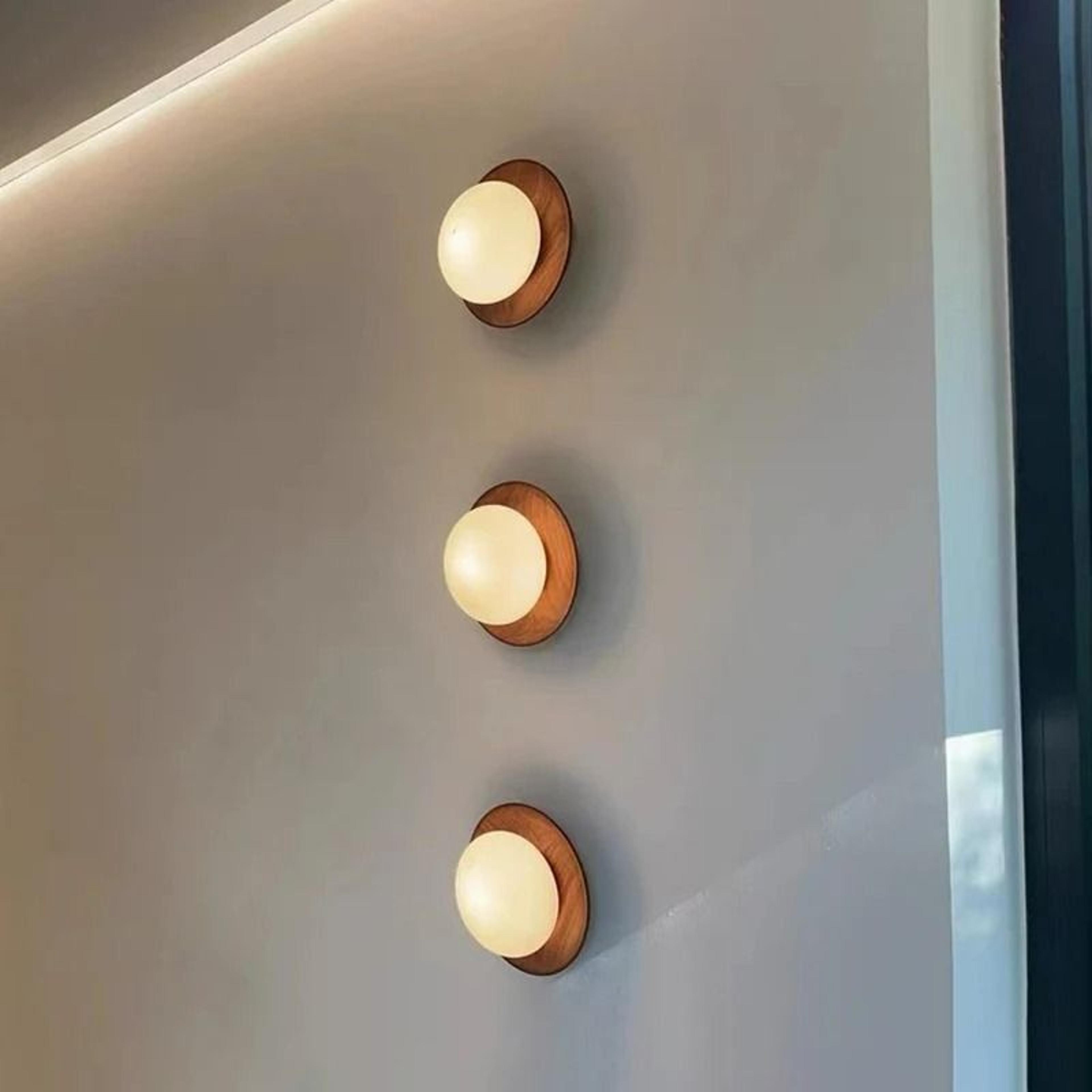 natura orb walnut wall light