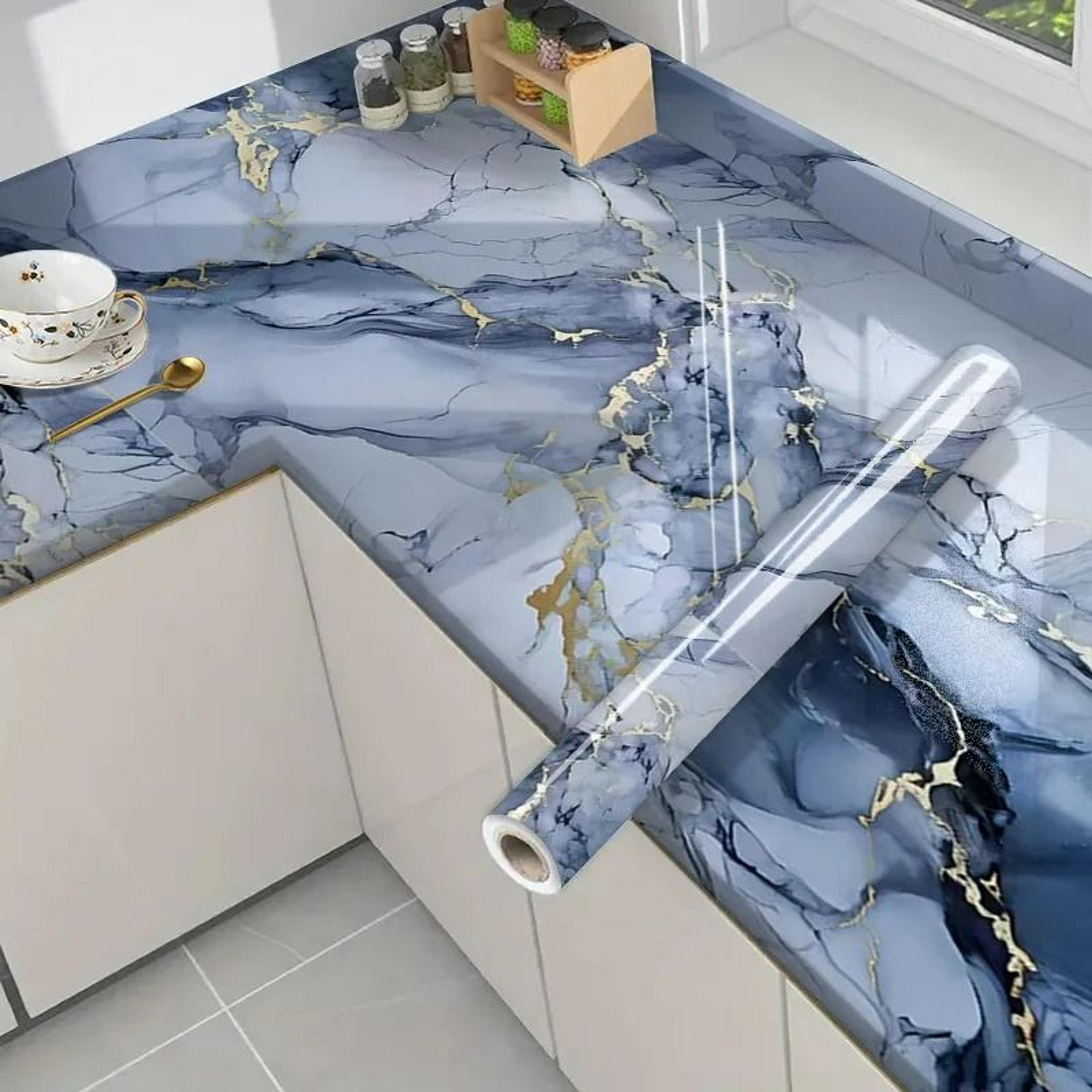 azurevein marble kitchen wallpaper