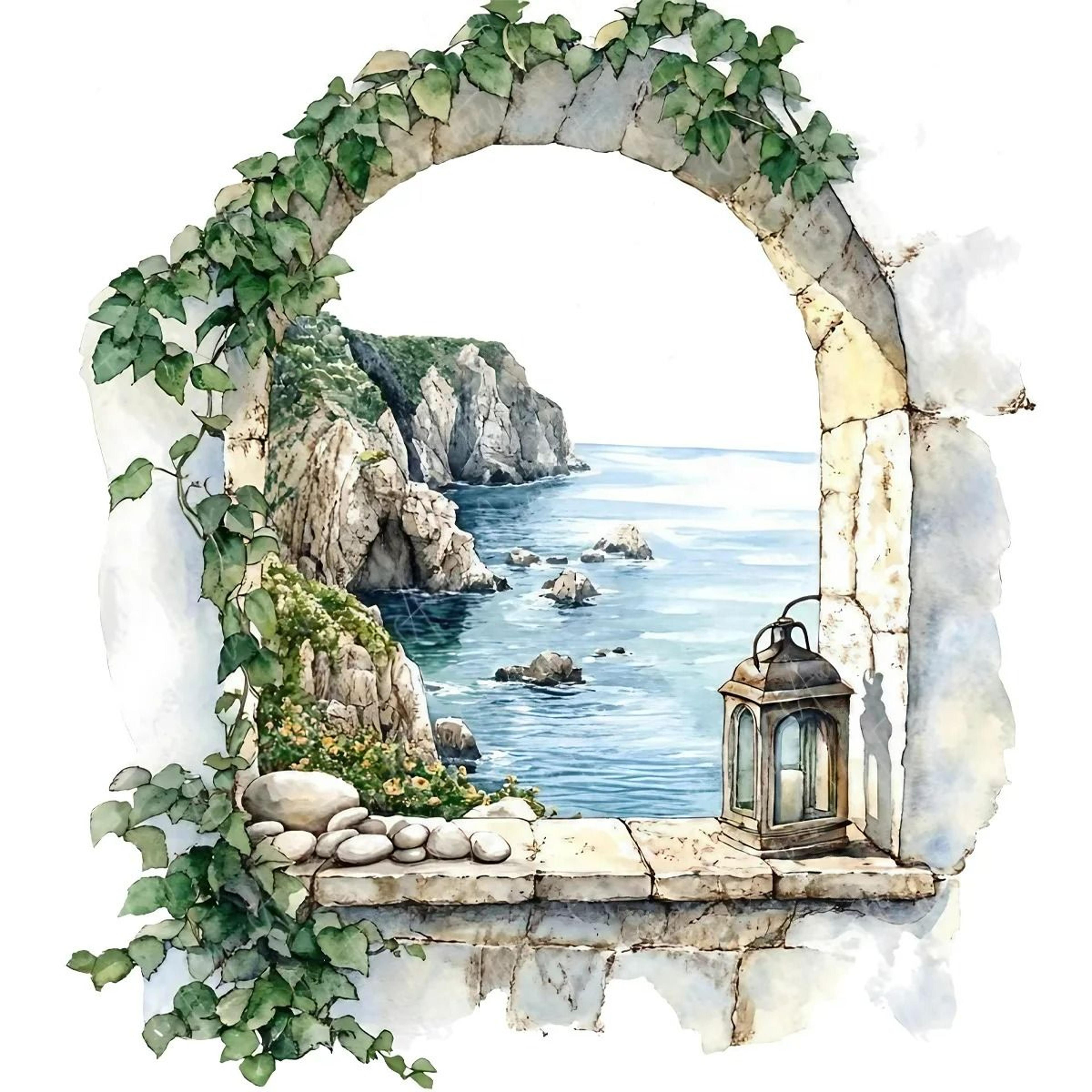 oceanvista faux window wall mural