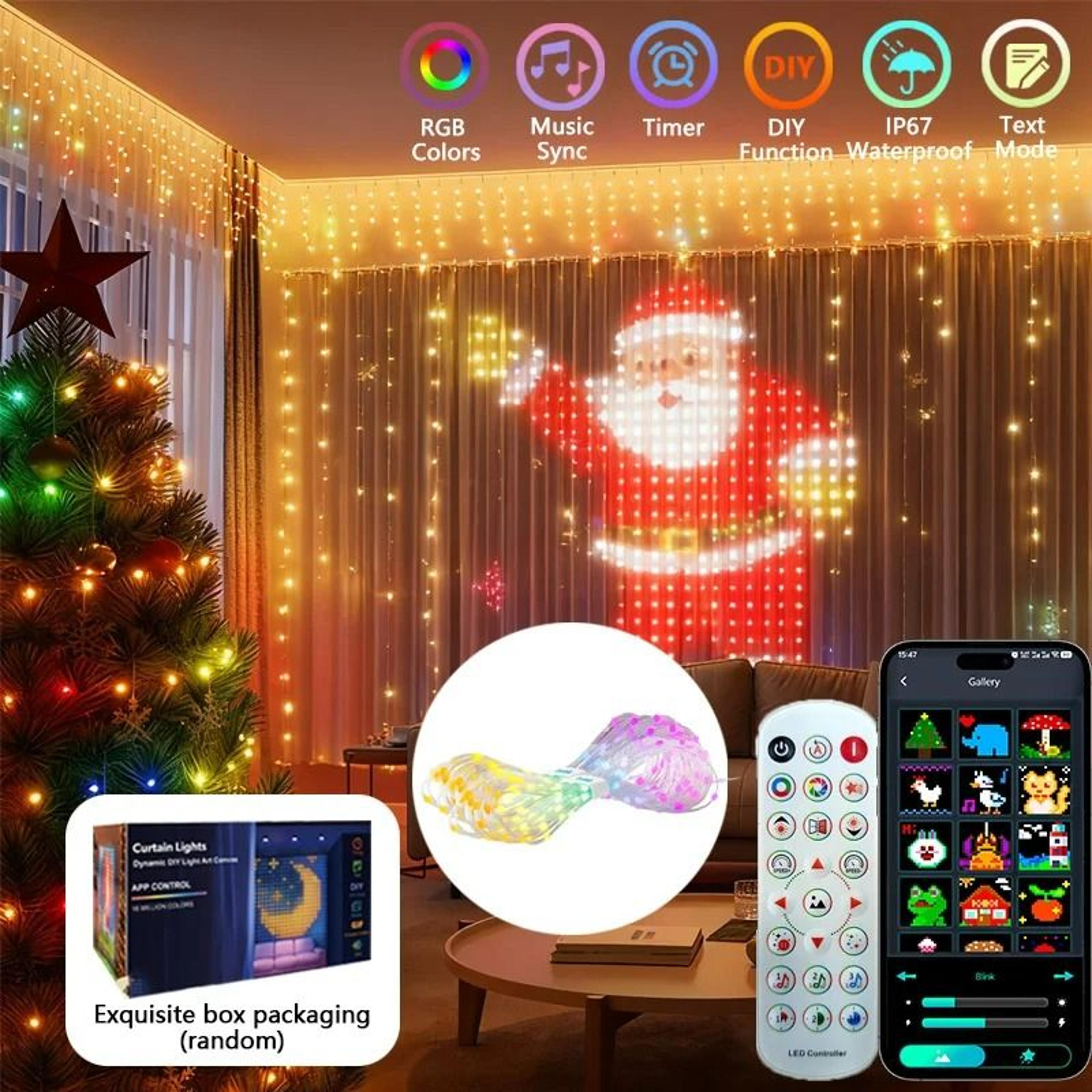 beatbloom smart rgb curtain lights with app and remote
