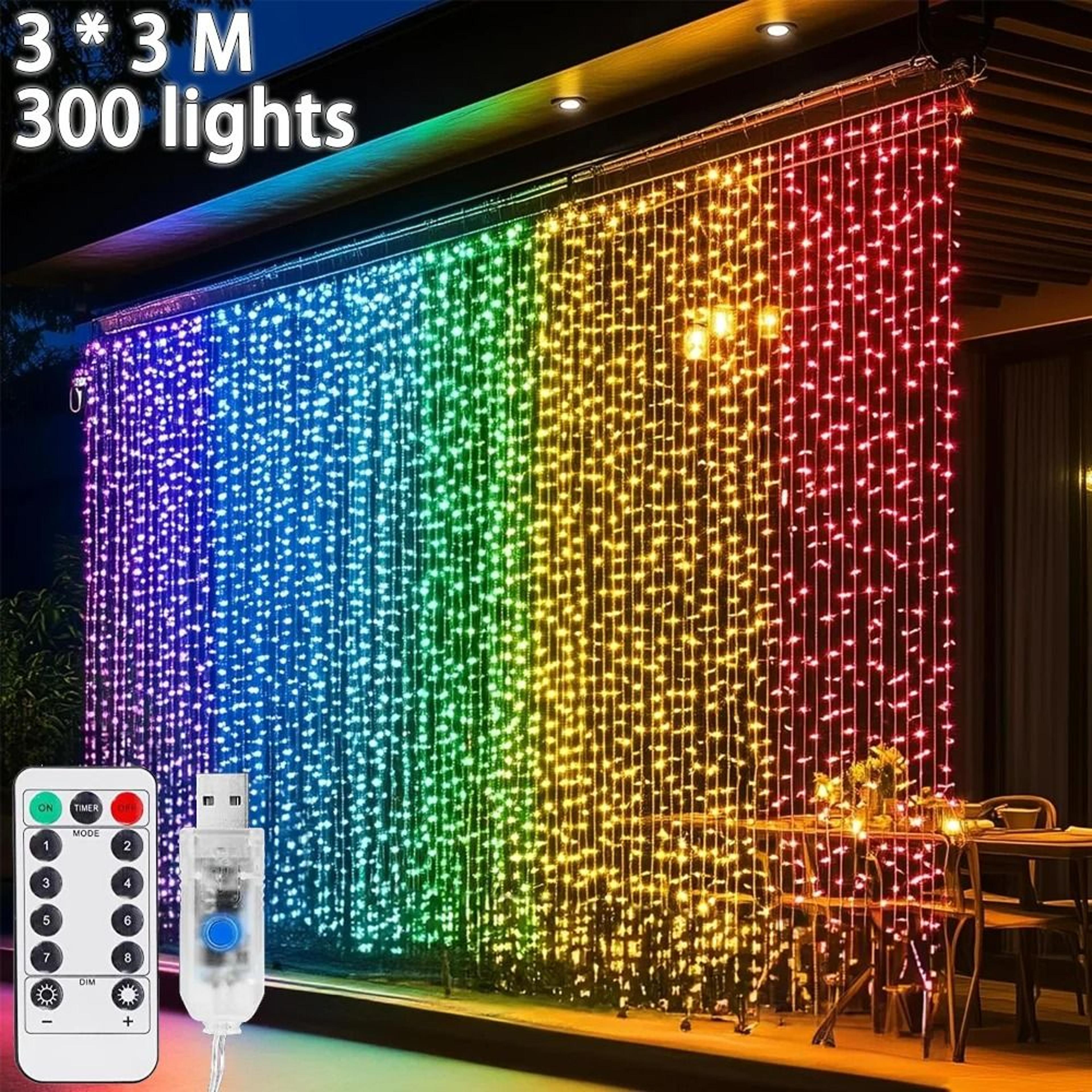 auroradrape usb 300 led curtain lights with remote control