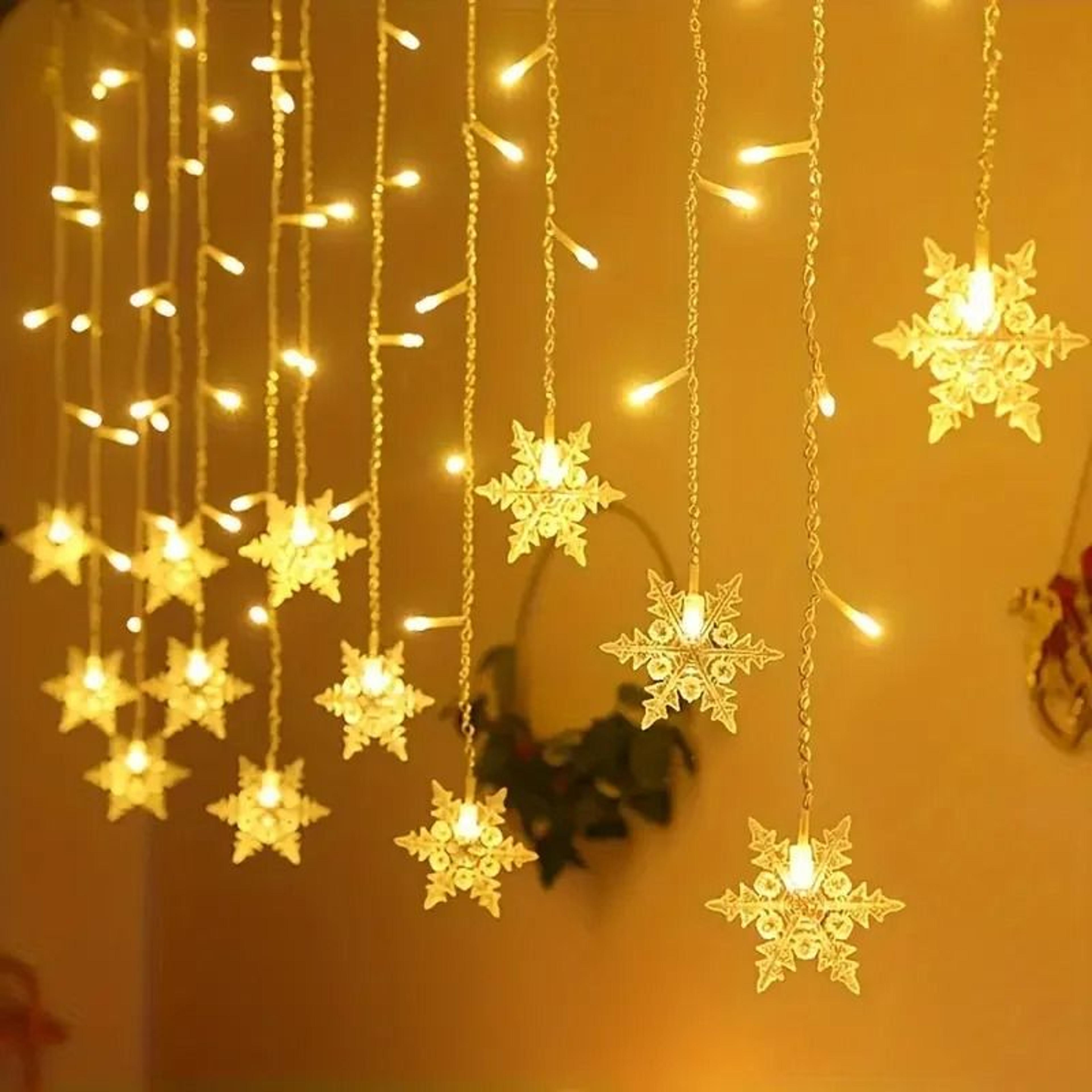 snowglow curtain string lights