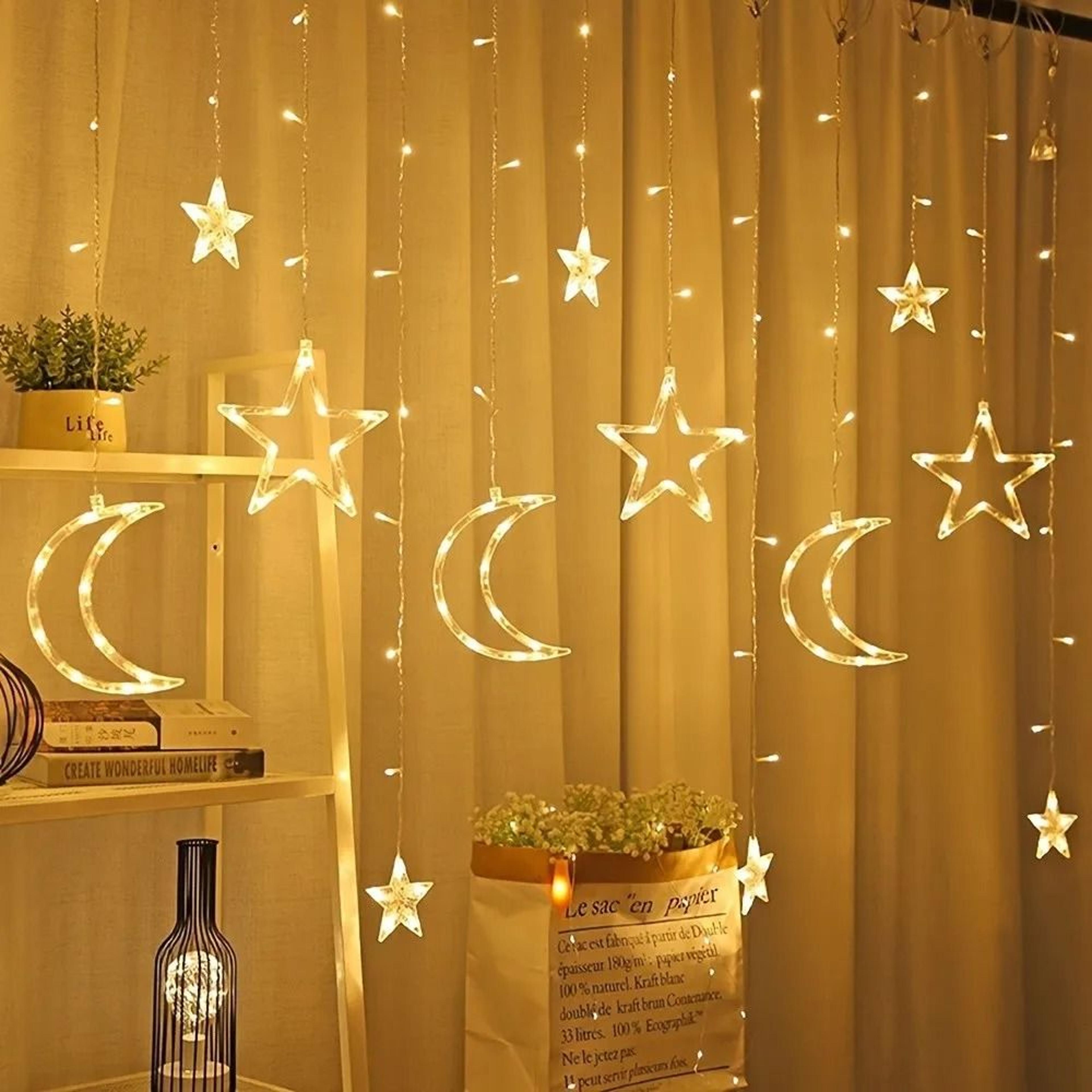 celestial star moon curtain lights