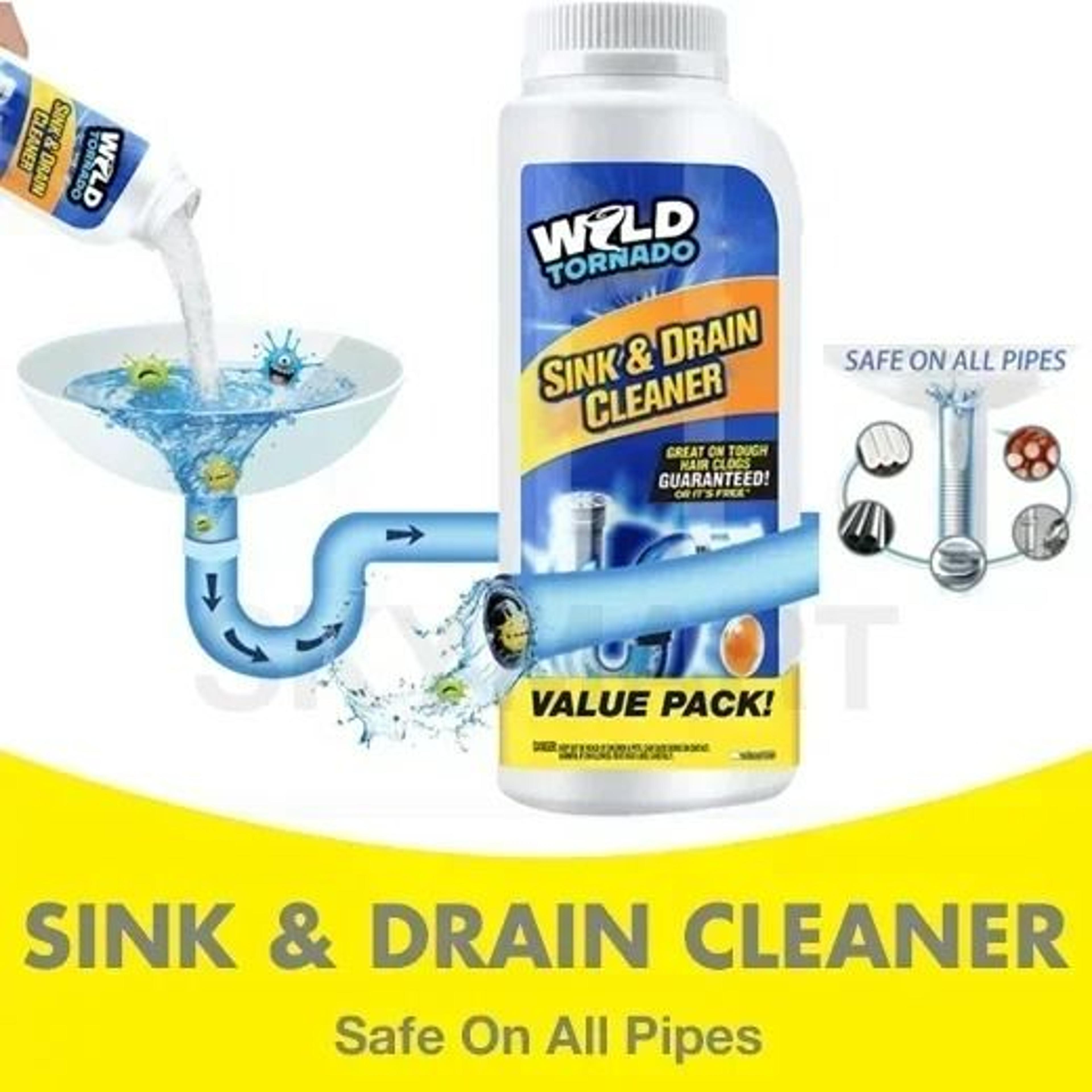 kitchen & bathroom sink drain cleaner for clogged pipes and drain maintenance