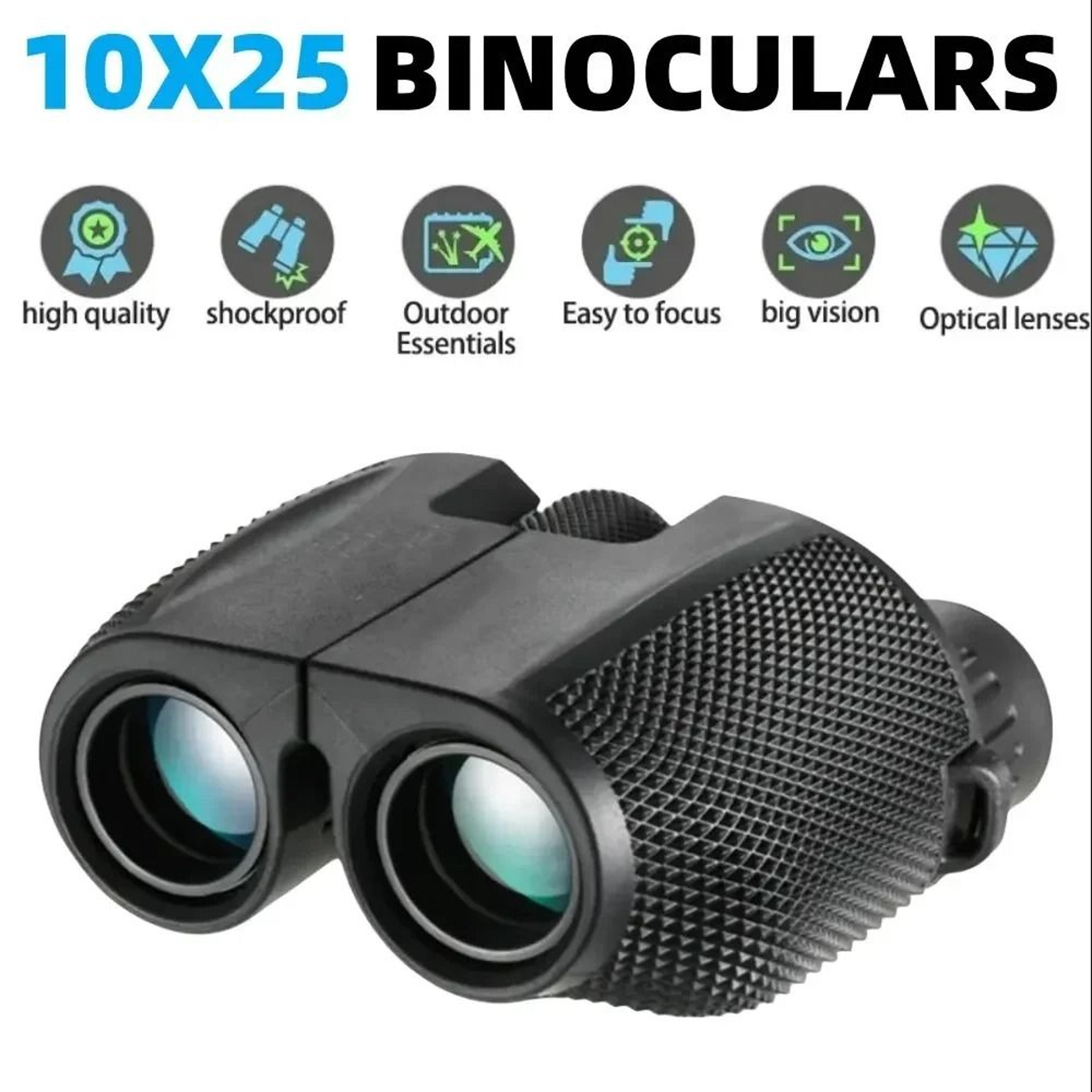 10x25 hd compact binoculars with bak4 prism & fmc coated optics for outdoor viewing