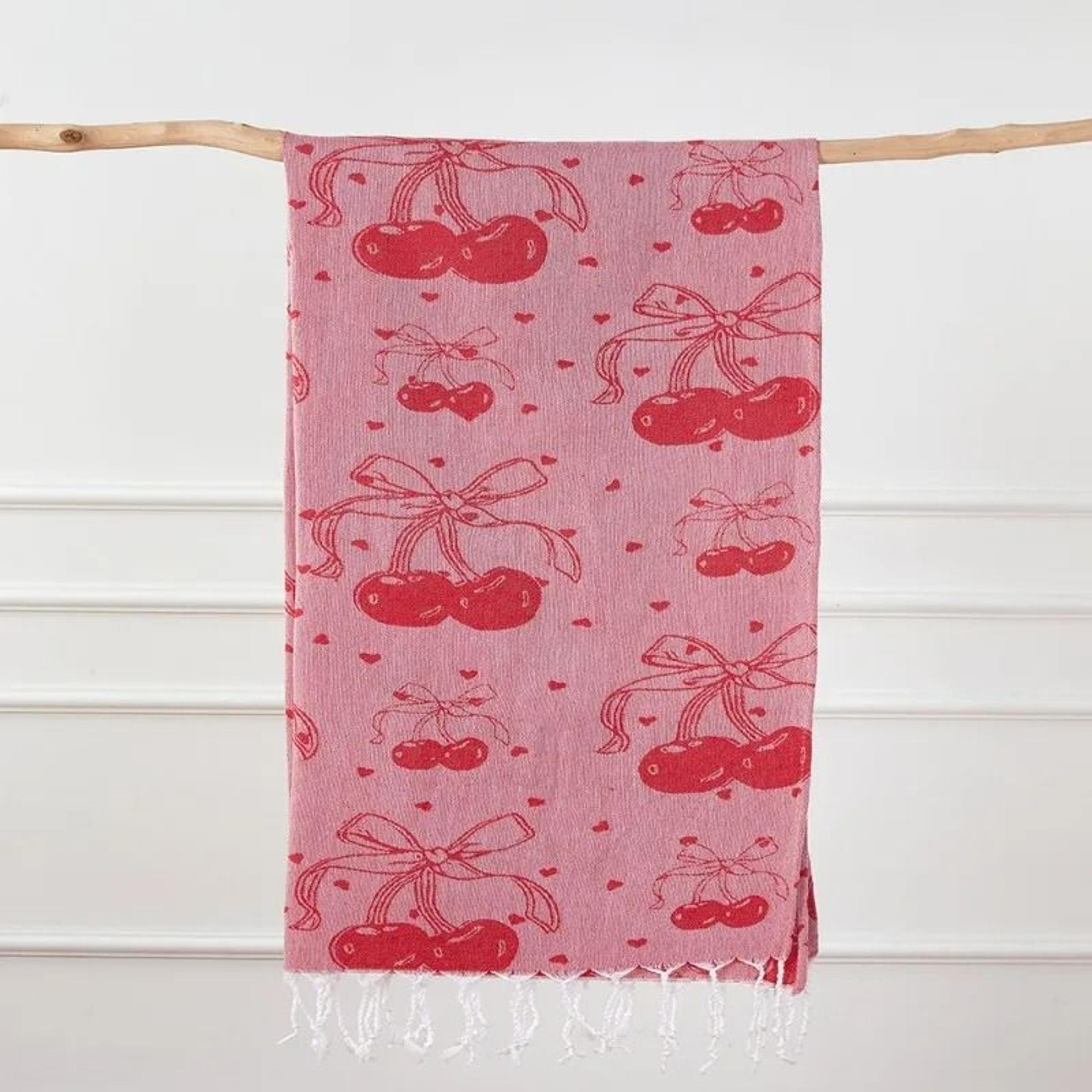 cherrybliss turkish fringed beach towel